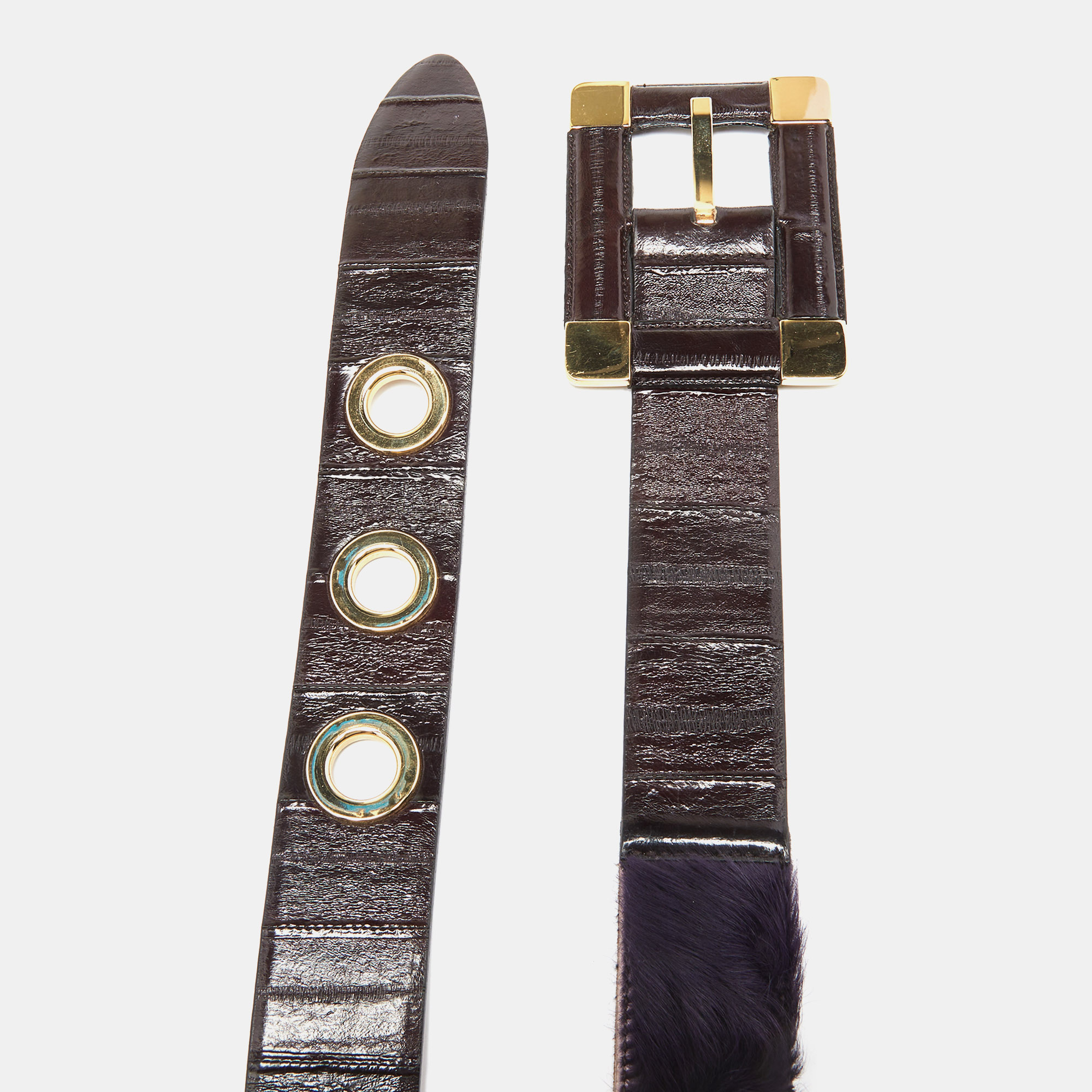 

Dolce & Gabbana Purple Eel Leather and Calfhair Buckle Belt