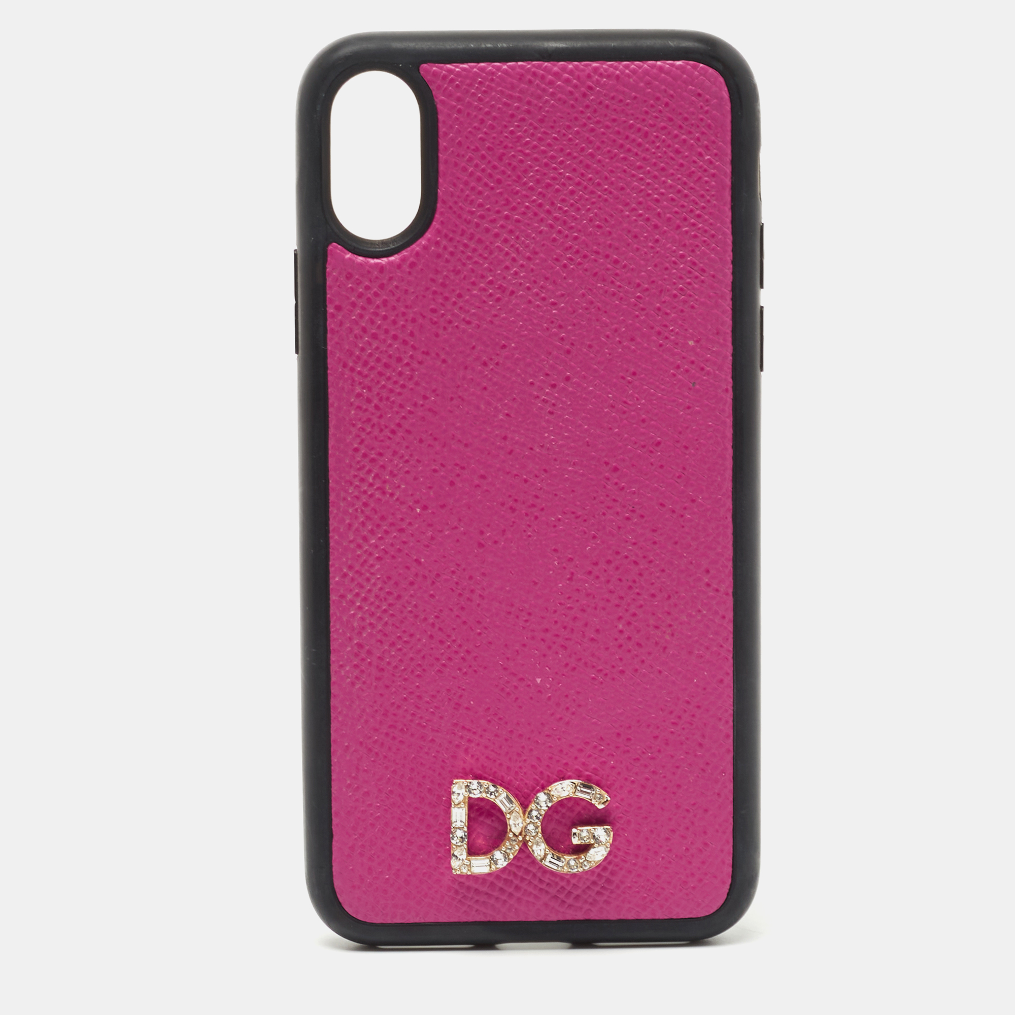 Pre-owned Dolce & Gabbana Pink/black Leather Iphone X Cover