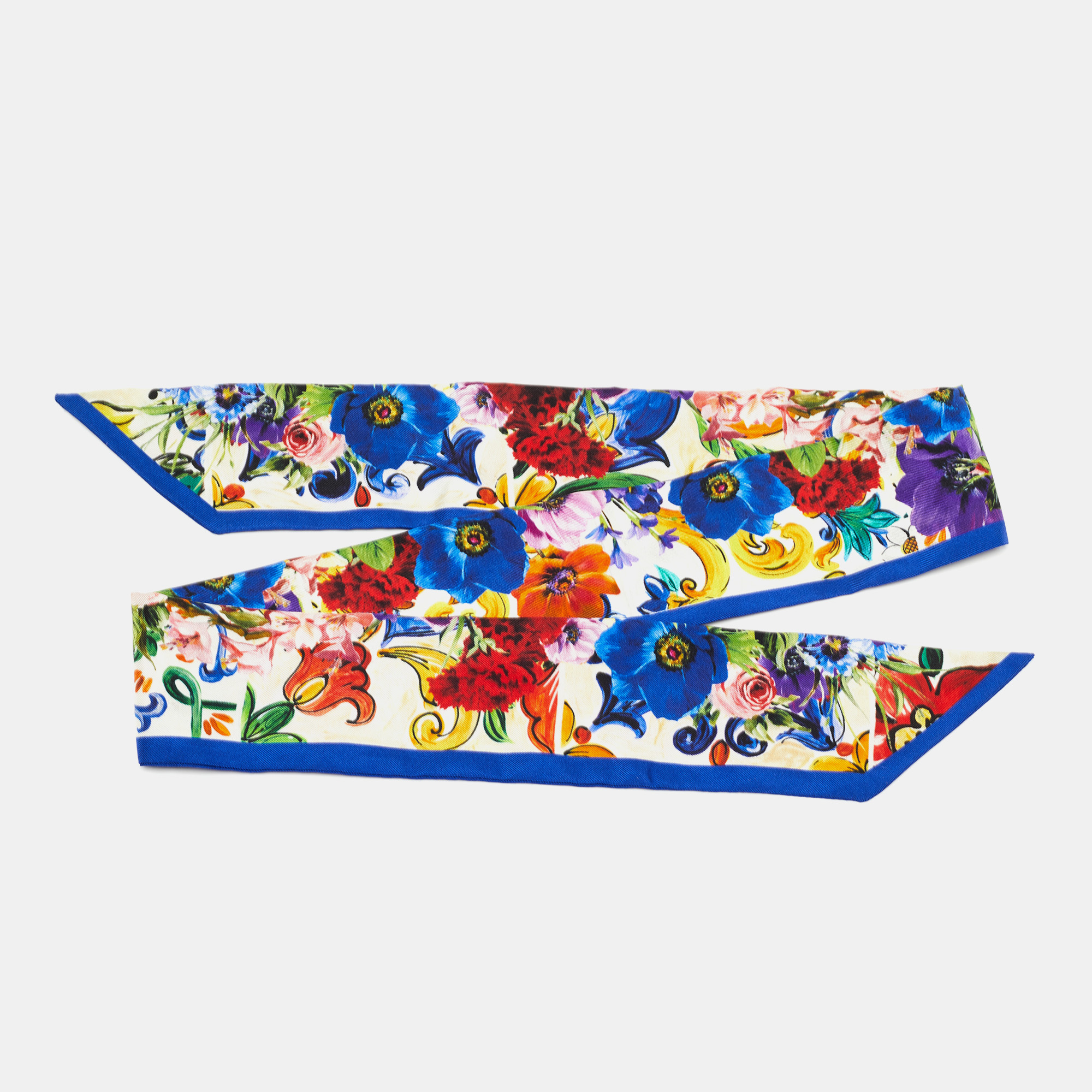 

Dolce & Gabbana Multicolor Floral Printed Silk Bandeau Scarf