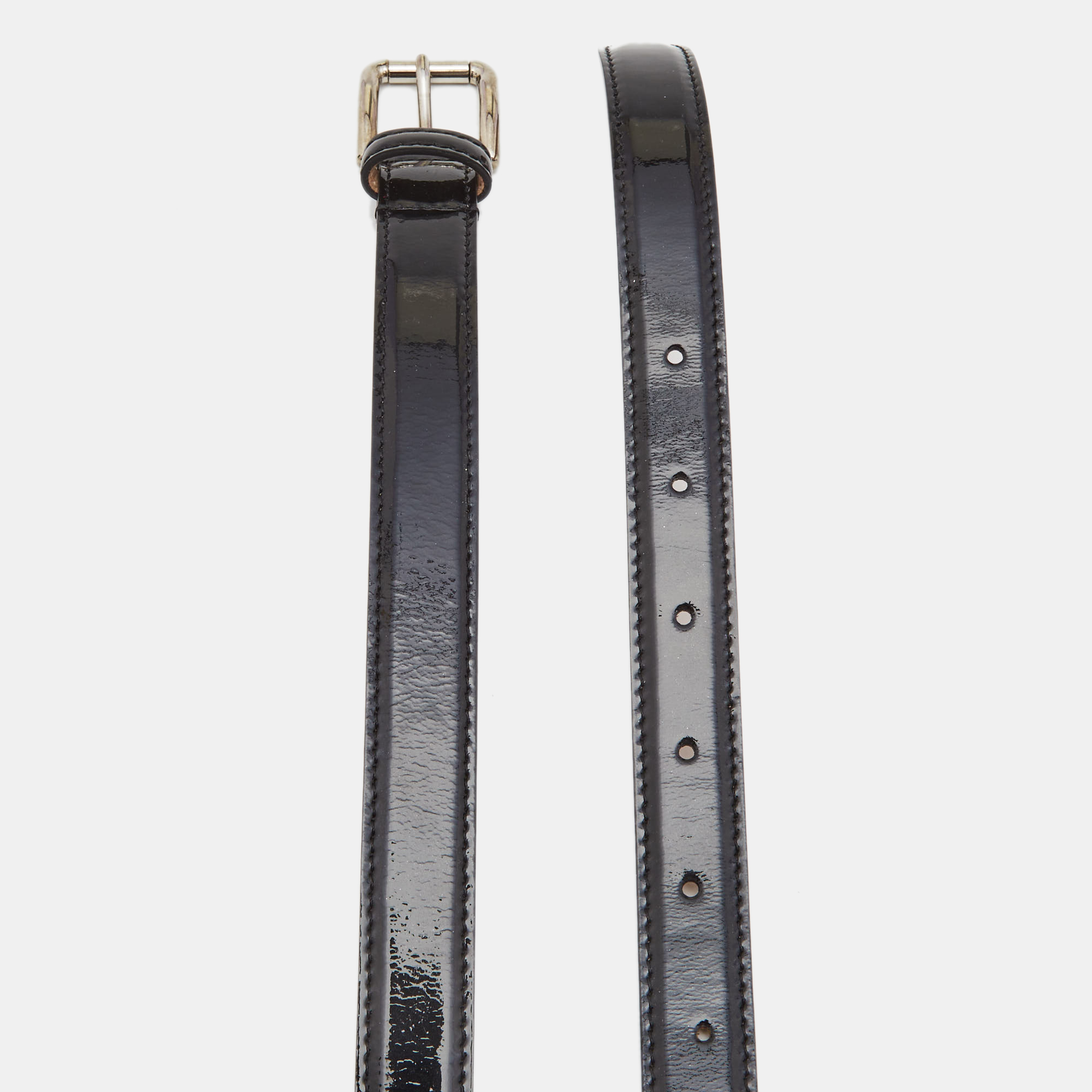 

Dolce & Gabbana Black Patent Leather Slim Buckle Belt