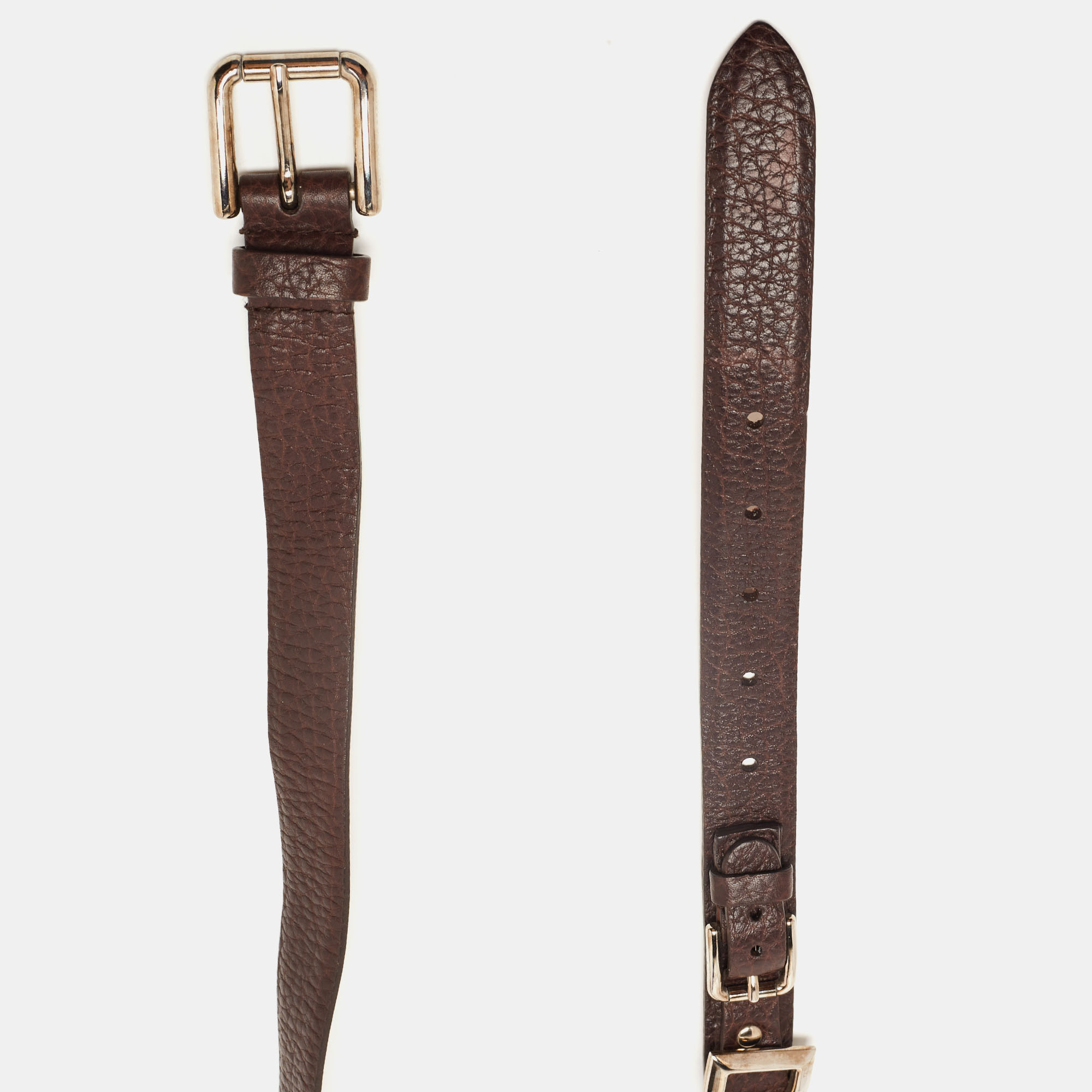 

Dolce & Gabbana Brown Leather DG Logo Slim Belt