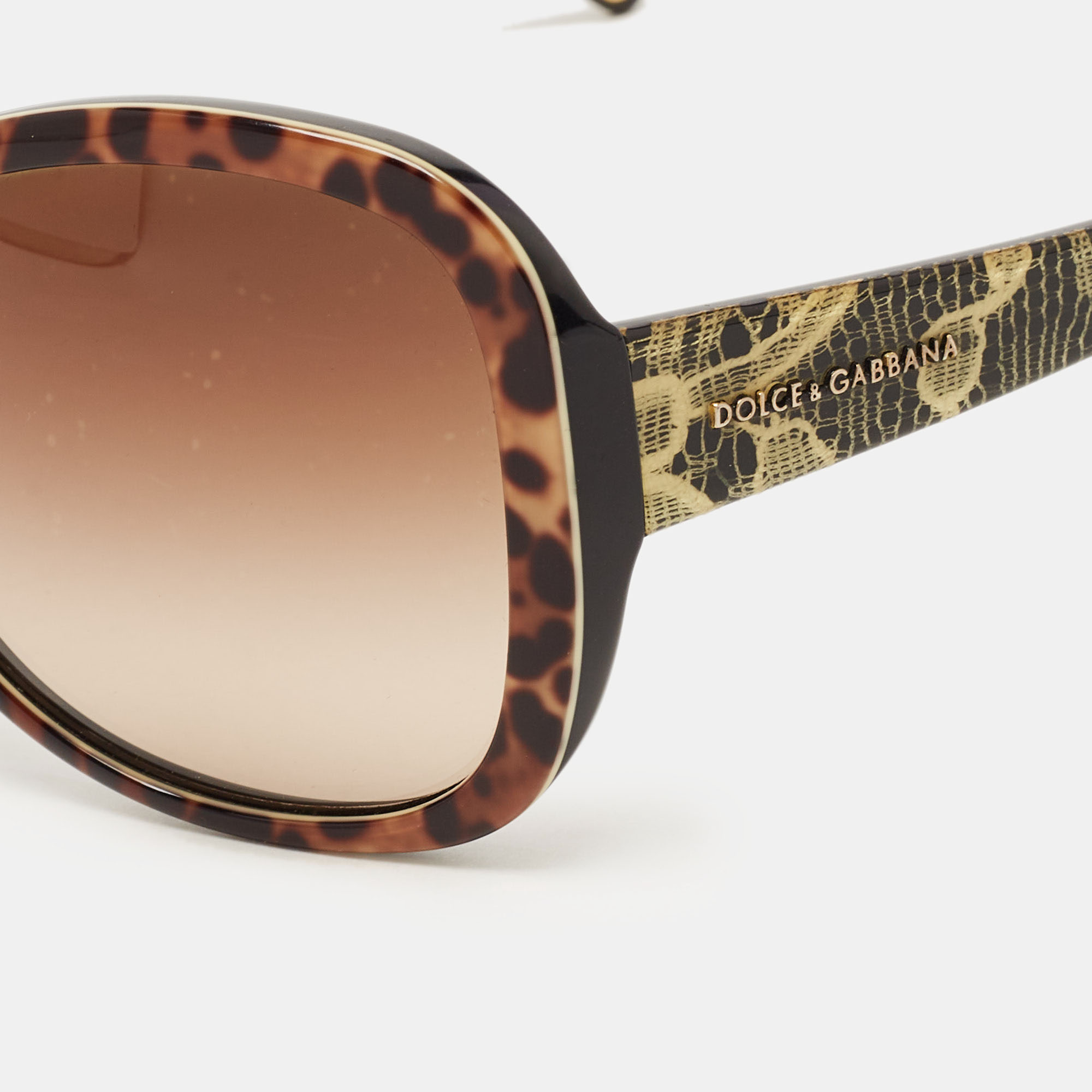 

Dolce & Gabbana Black/Beige Leopard Print Gradient Butterfly Sunglasses