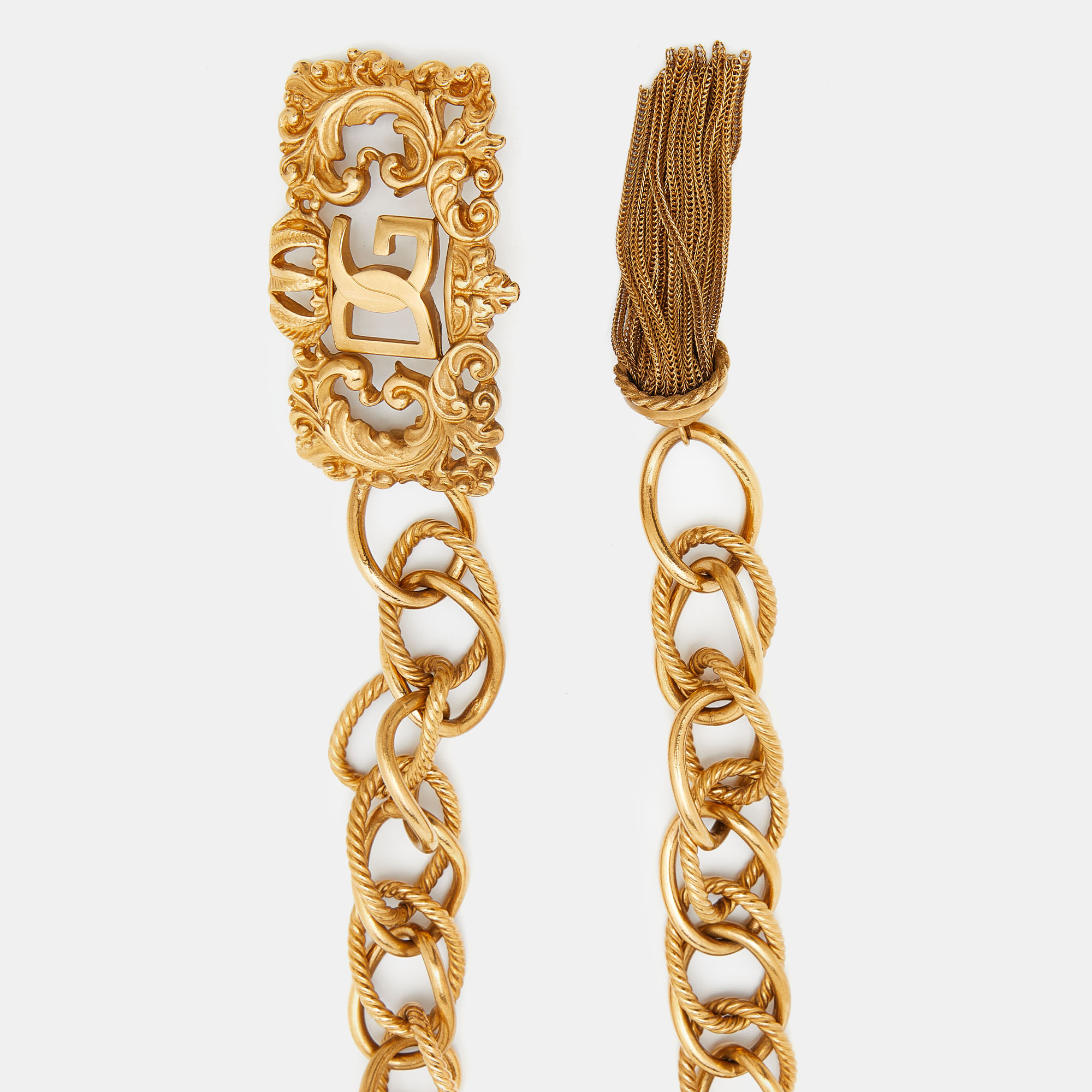 

Dolce & Gabbana Logo Buckle Gold Tone Chain Belt