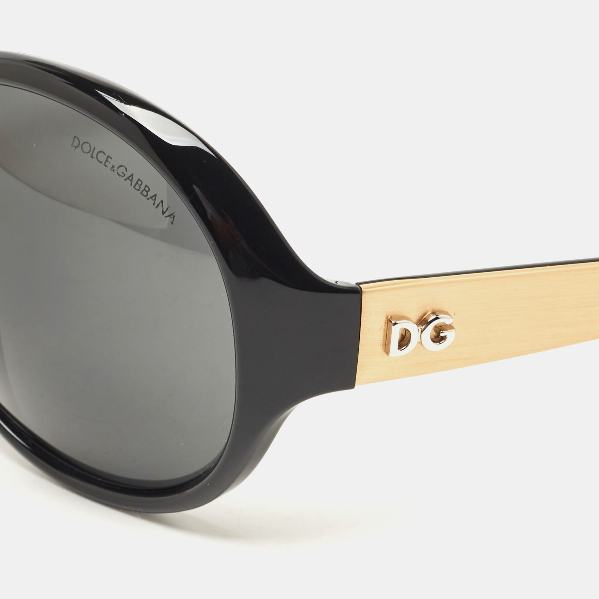 

Dolce & Gabbana Black/Gold DG Logo Oversized Sunglasses