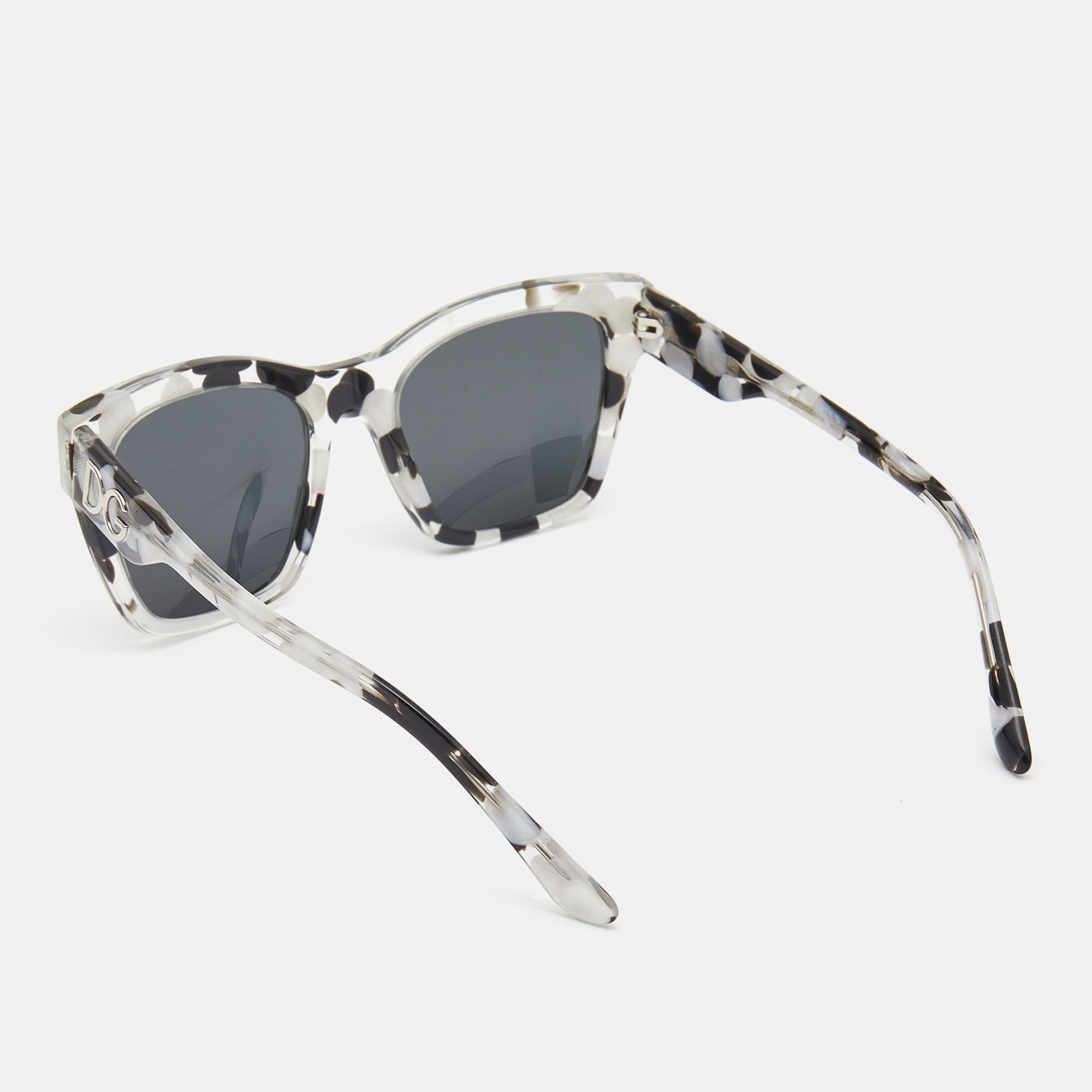 

Dolce & Gabbana Black White Bubble/Dark Grey DG4384 Square Sunglasses