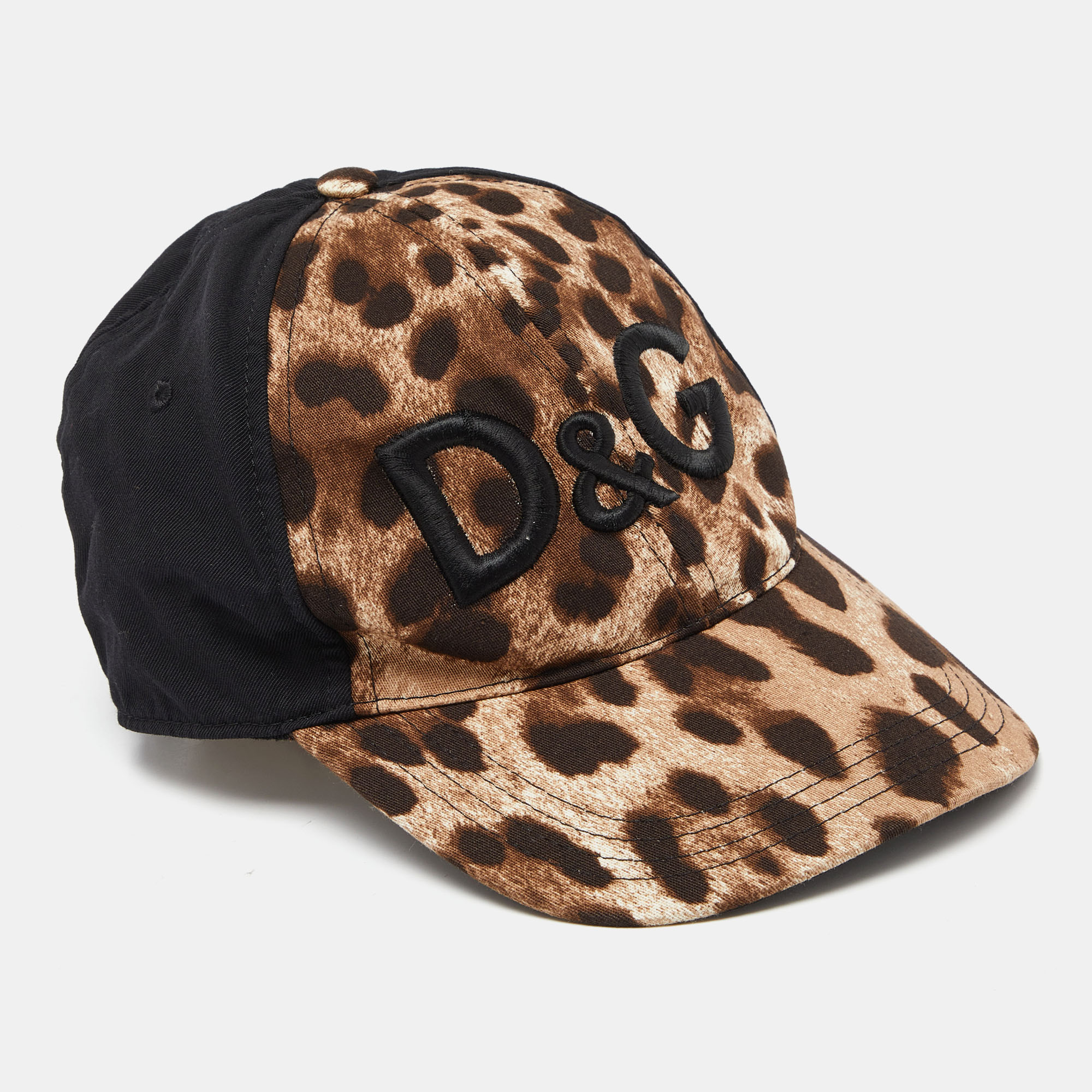 

Dolce & Gabbana Logo Embroidered Leopard Print Cotton Blend Baseball Cap Size, Black