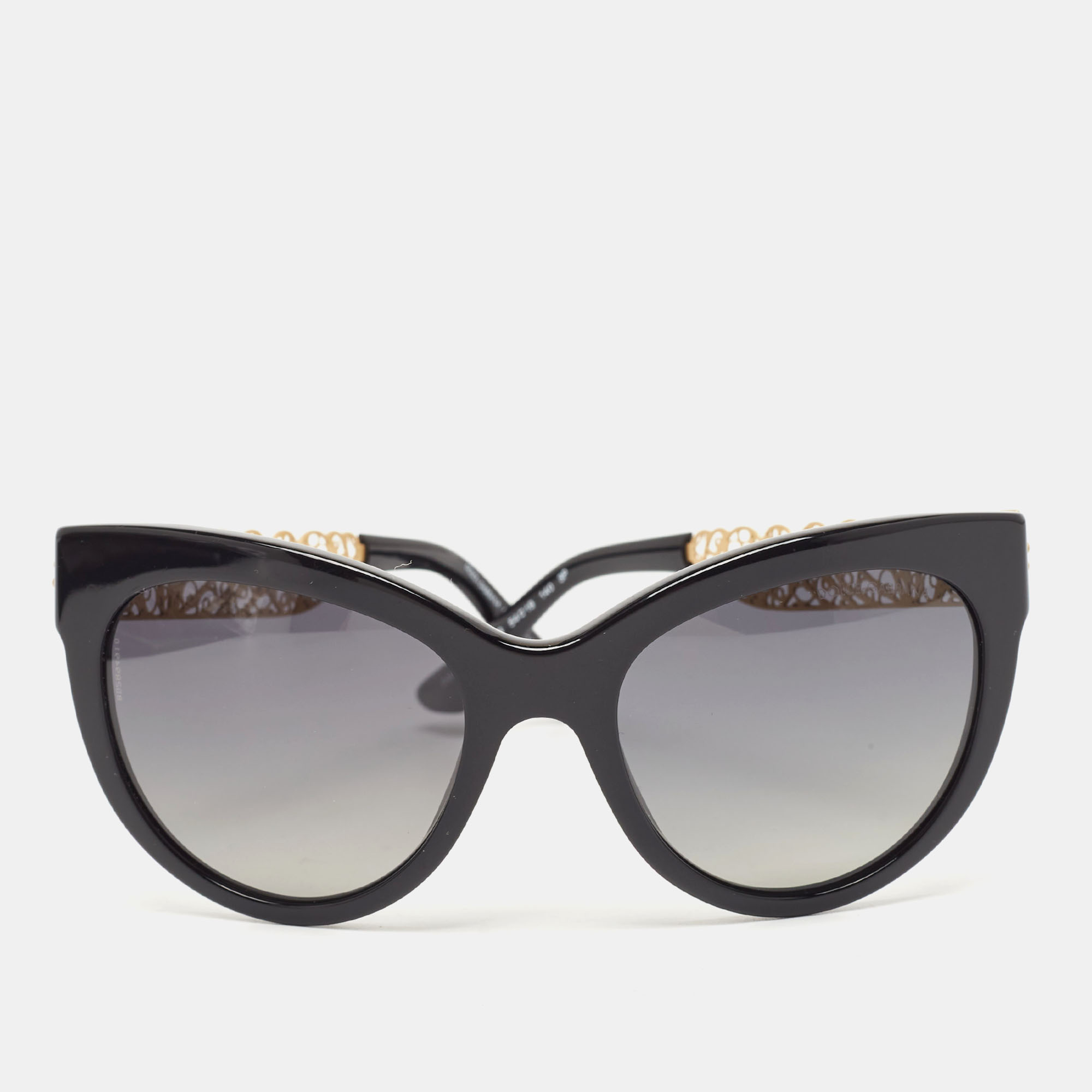 Pre-owned Dolce & Gabbana Black/gold Dg Filigrana Butterfly Sunglasses