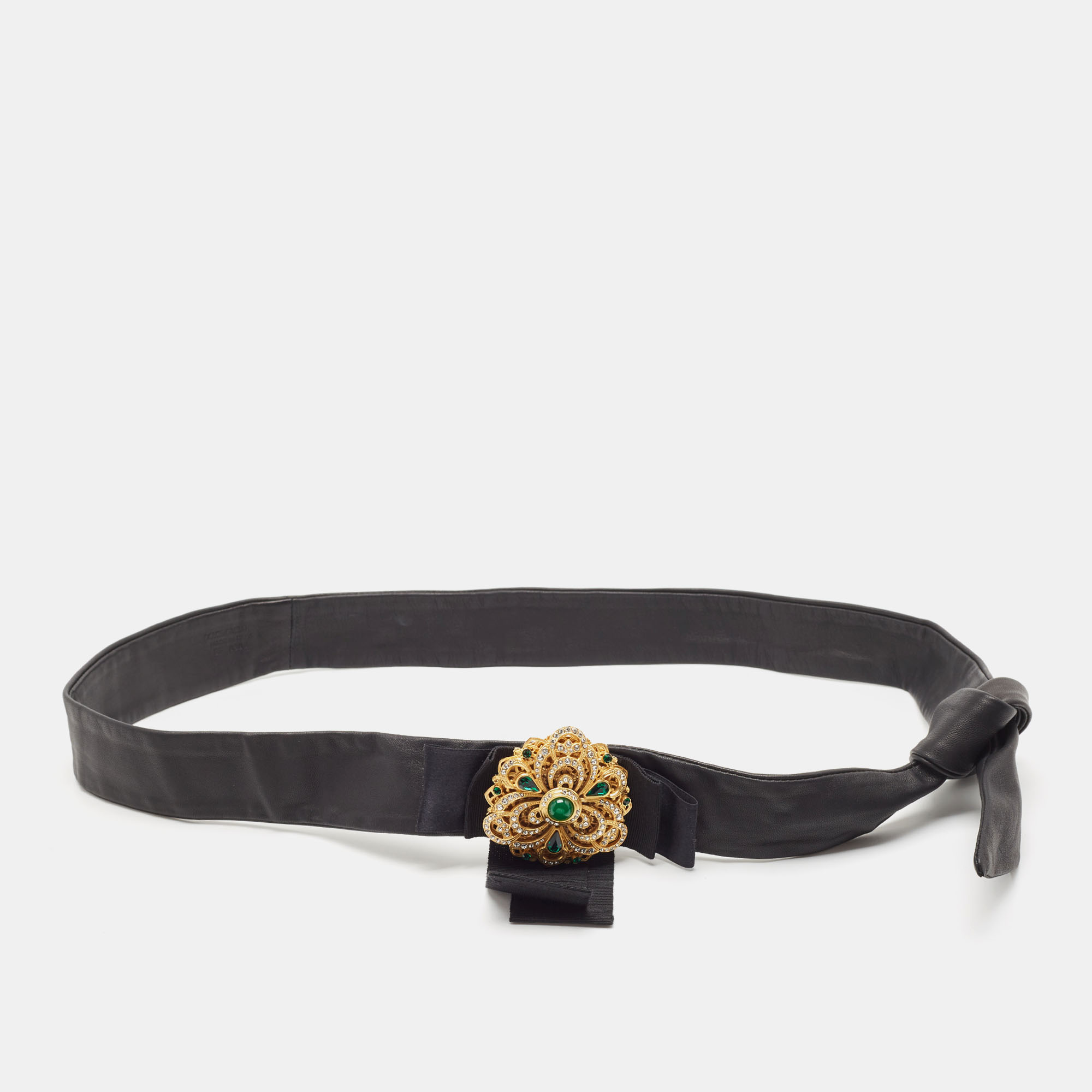 

Dolce & Gabbana Black Leather Embellished Wrap Around Waist Belt