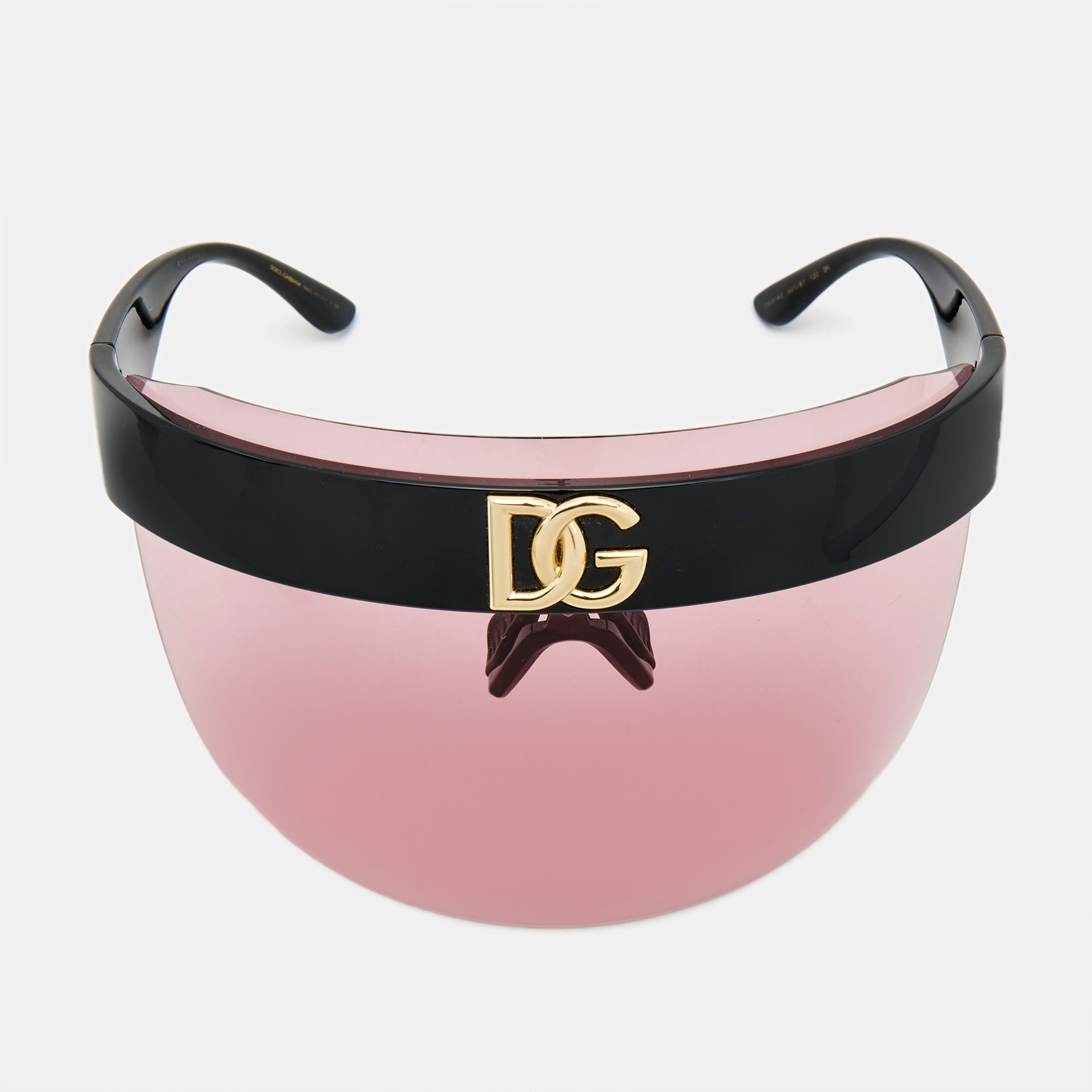 Pre-owned Dolce & Gabbana Pink/black Dg6163 Shield Sunglasses