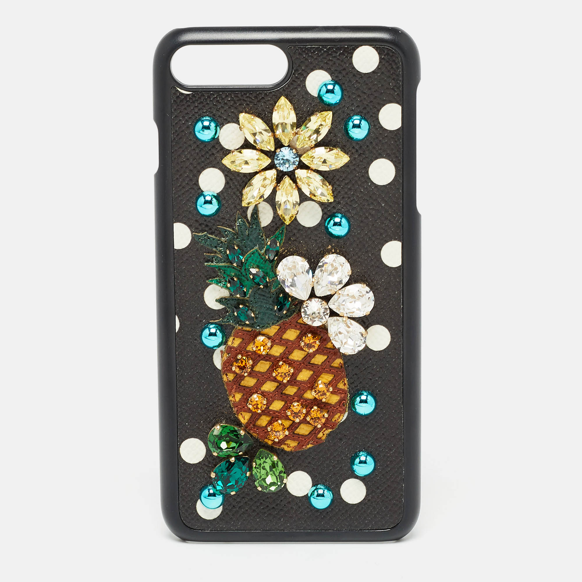 

Dolce & Gabbana Pineapple Crystals Leather iPhone 6/6s Plus Cover, Black