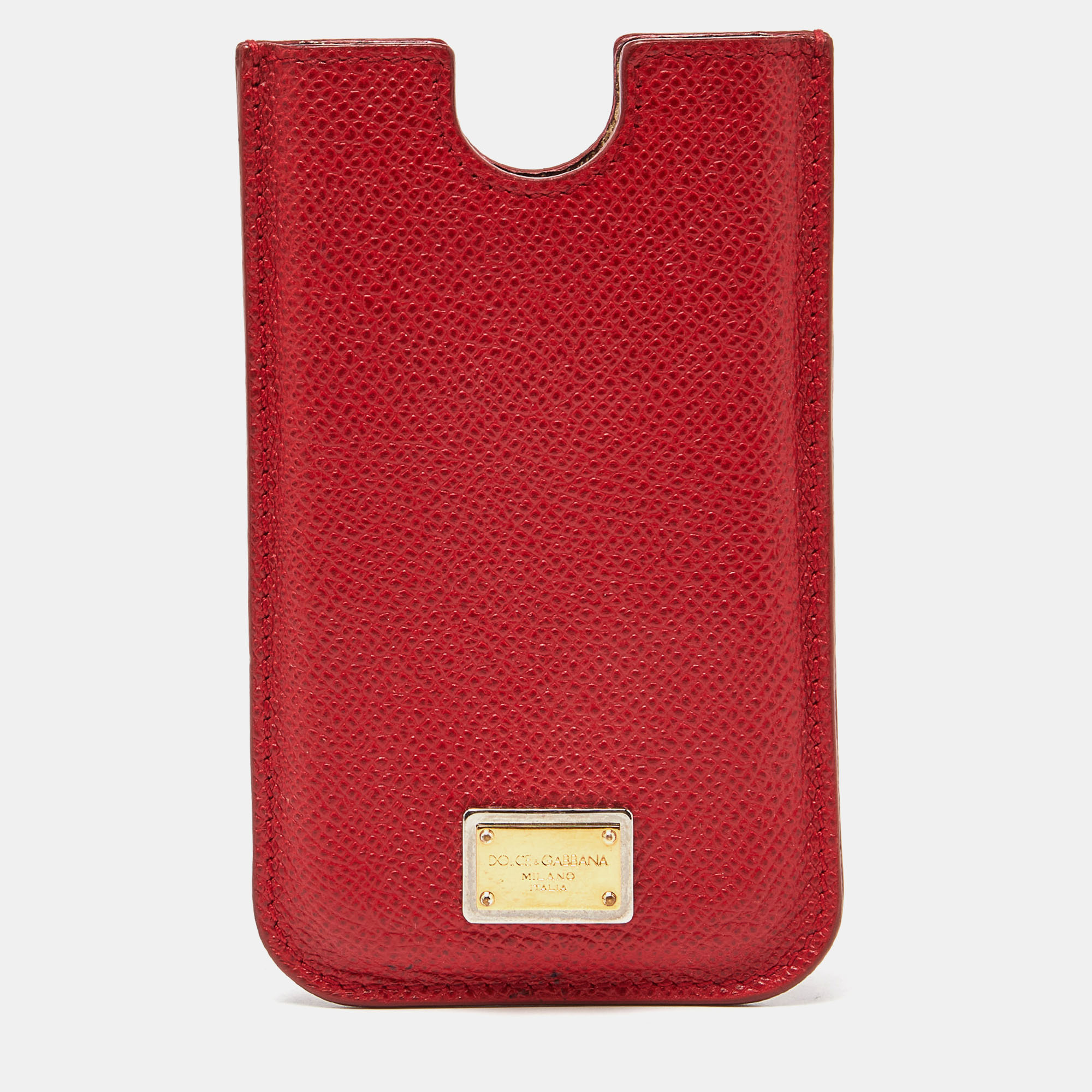 Pre-owned Dolce & Gabbana Red Leather Iphone 4g Case
