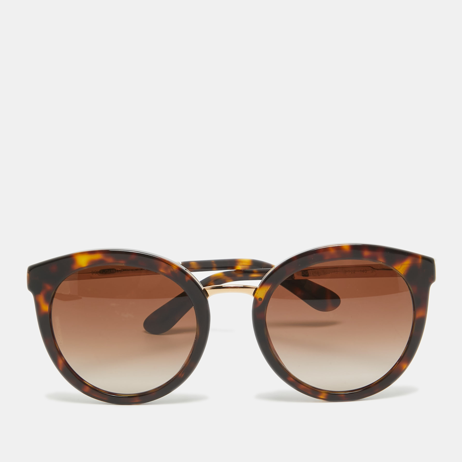 Pre-owned Dolce & Gabbana Tortoise Brown Gradient Dg4268 Round Sunglasses