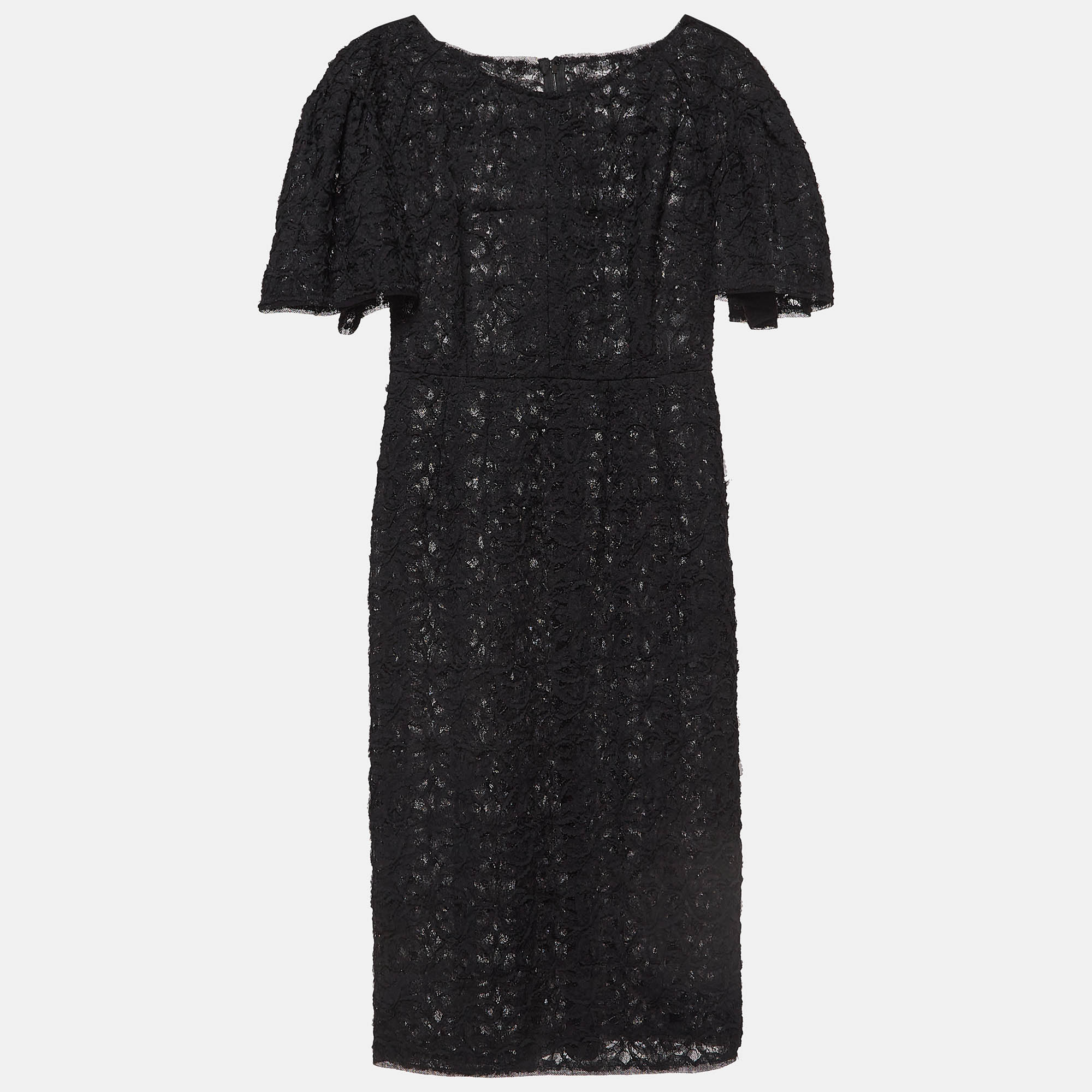 

Dolce & Gabbana Black Floral Pattern Lace Short Dress S