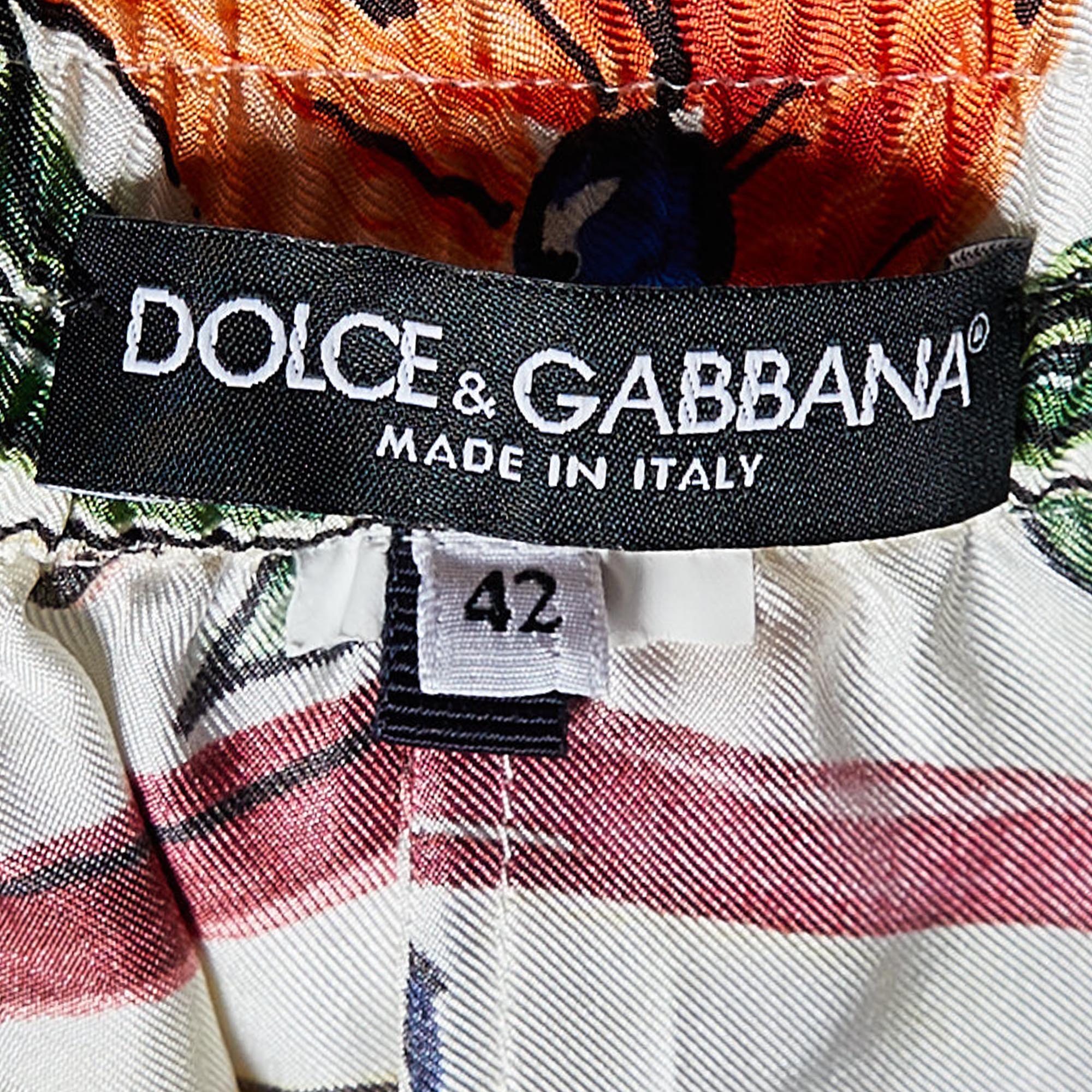 Dolce & Gabbana Multicolor Majolica Print Silk Shorts M 