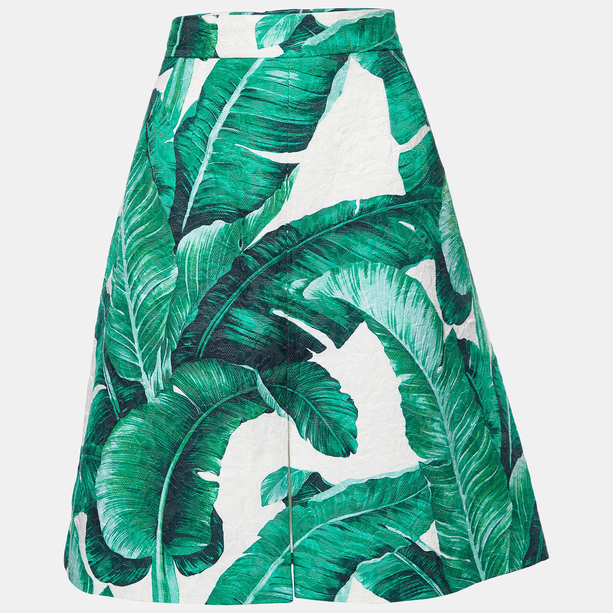 

Dolce & Gabbana Green Tropical Print Silk & Cotton Short Skirt XL