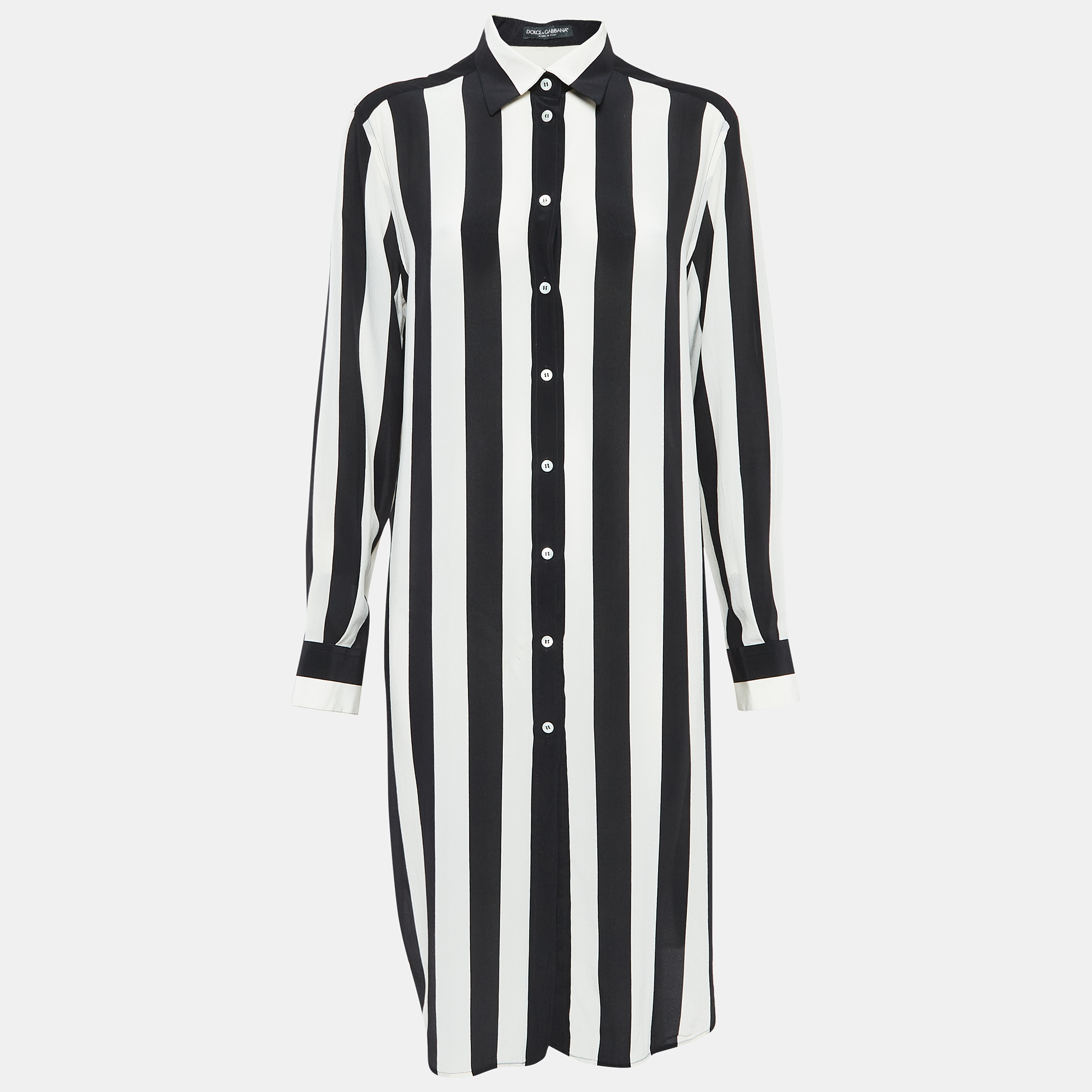 

Dolce & Gabbana Black/White Striped Silk Shirt Dress M