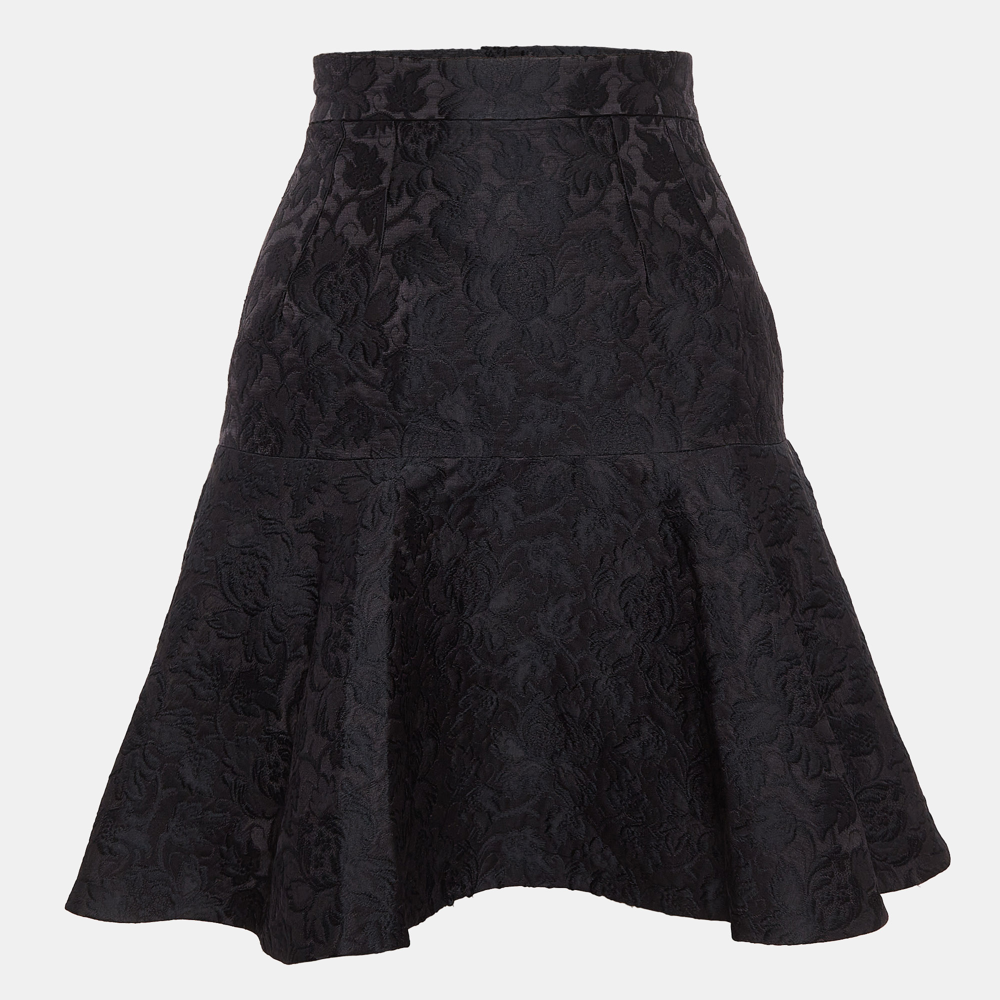 

Dolce & Gabbana Black Floral Jacquard Flared Mini Skirt XS