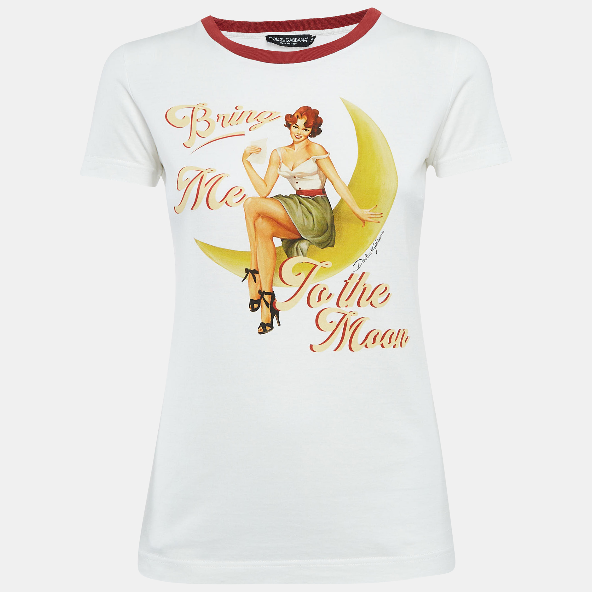 

Dolce & Gabbana White Bring Me To The Moon Jersey T-Shirt S