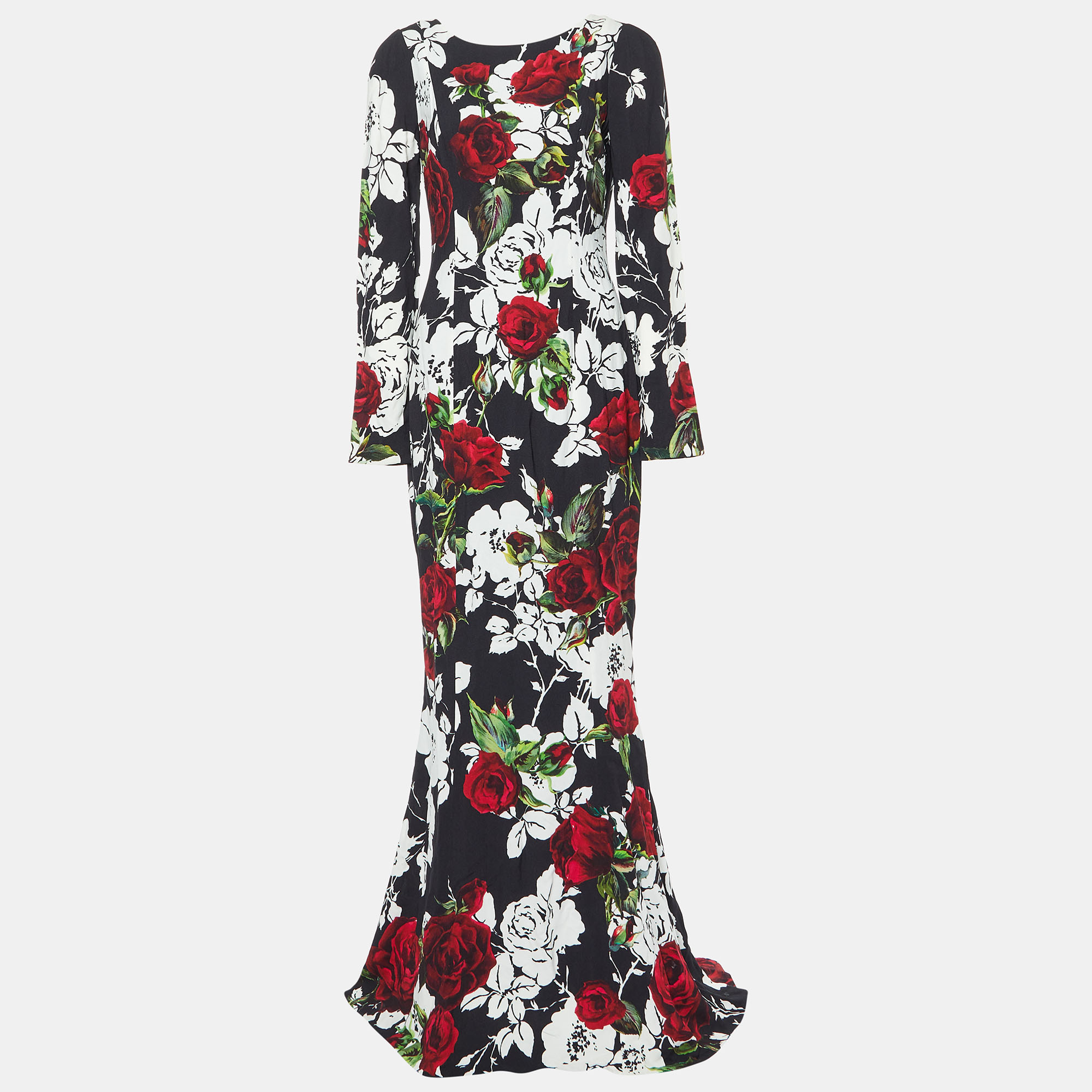 

Dolce & Gabbana Black Floral Print Maxi Dress M