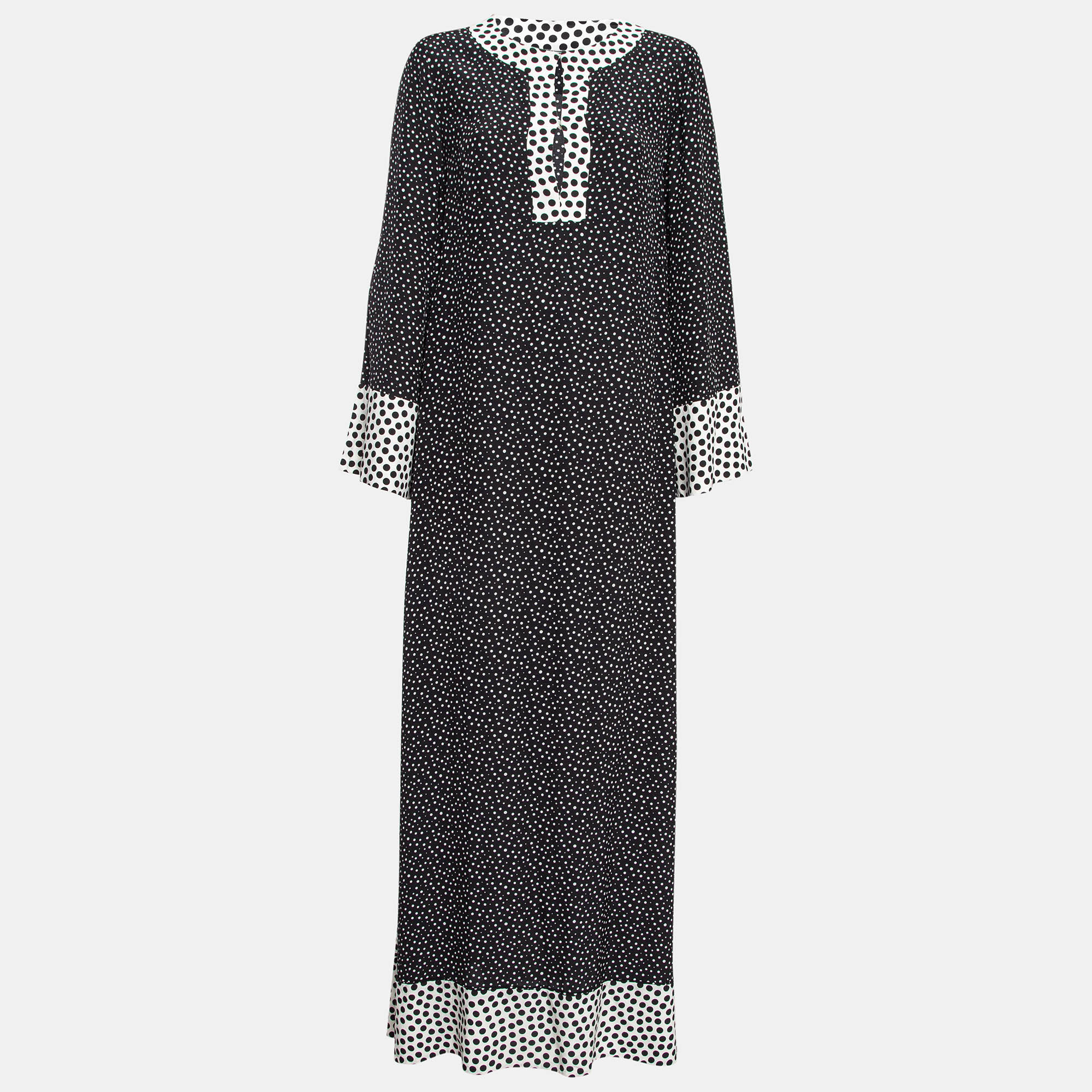 

Dolce & Gabbana Black Polka Dots Silk Maxi Dress S