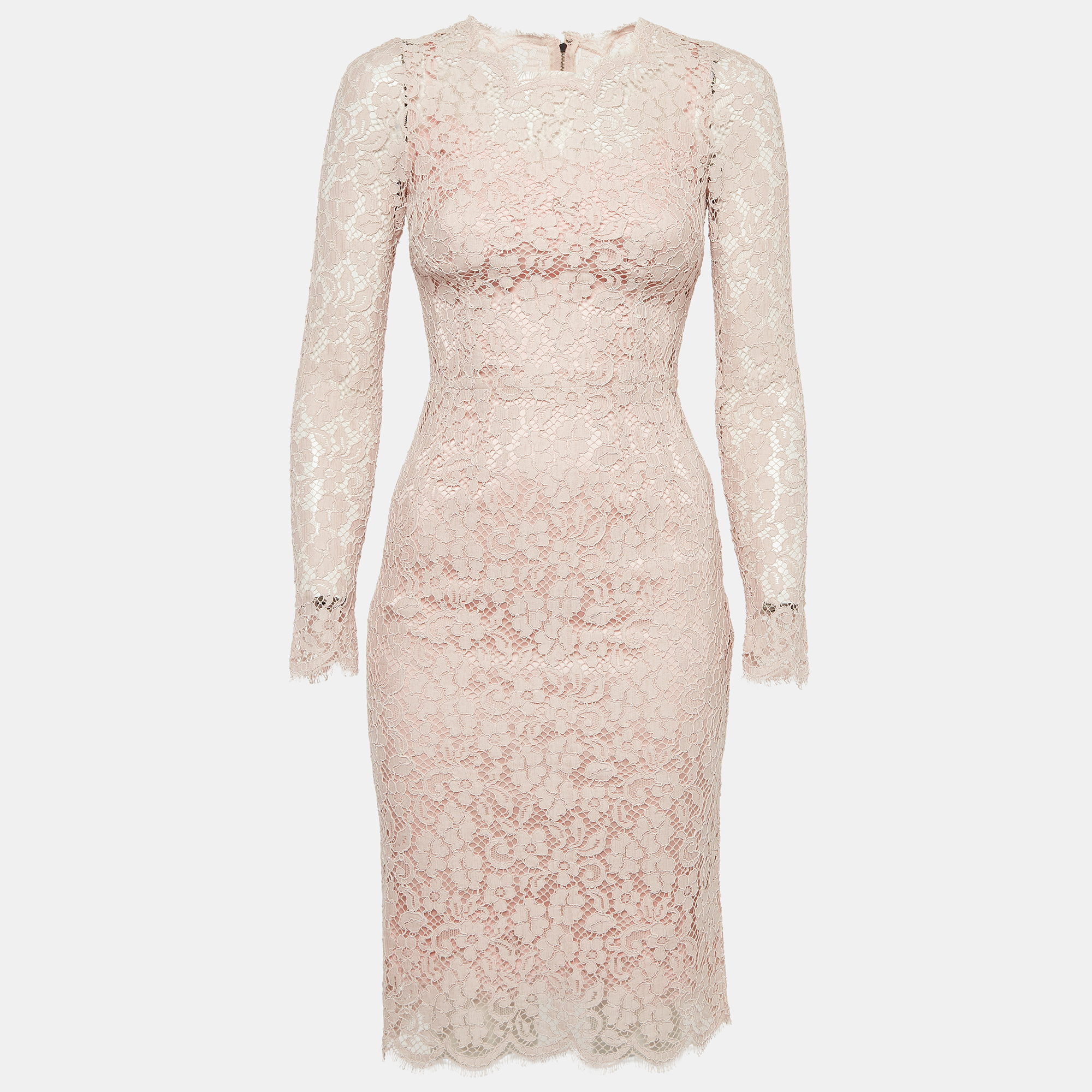 

Dolce & Gabbana Pink Guipure Lace Short Dress XS