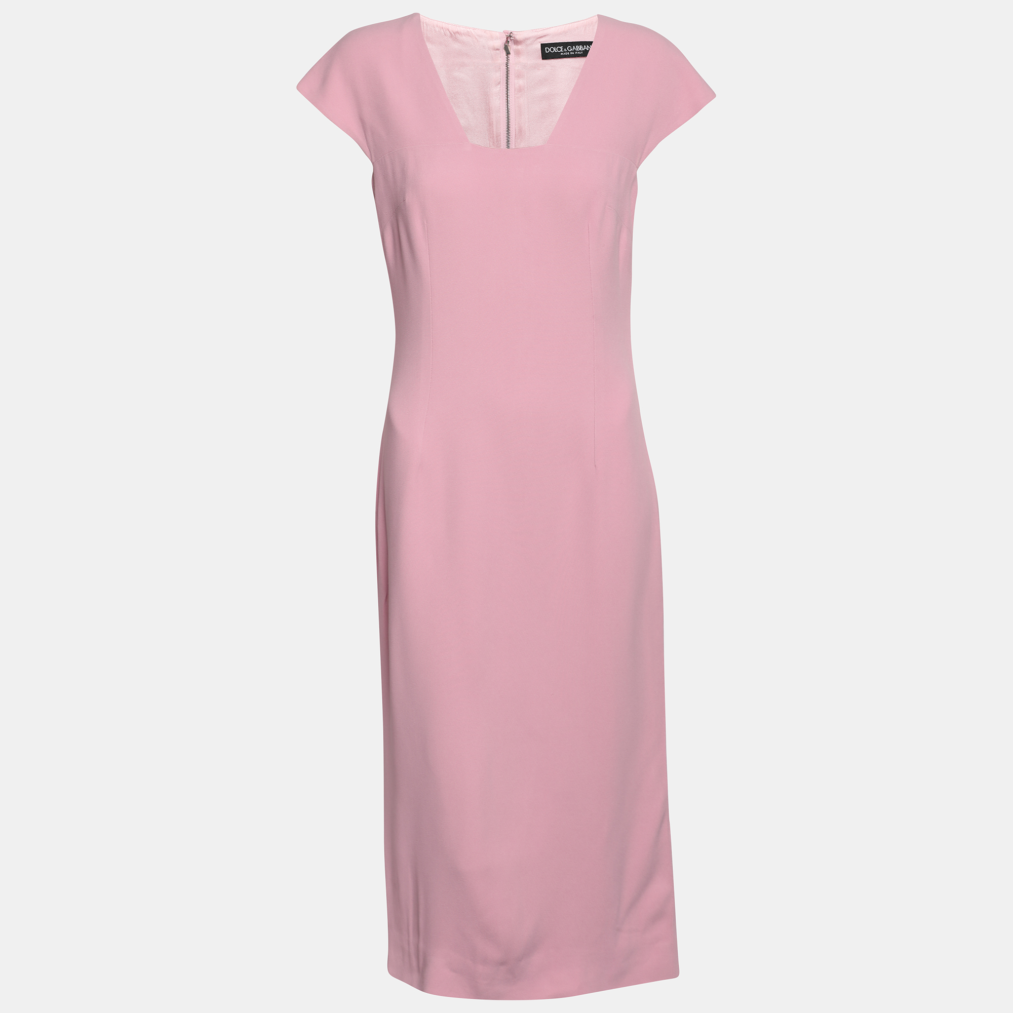 

Dolce & Gabbana Pink Crepe Midi Sheath Dress S