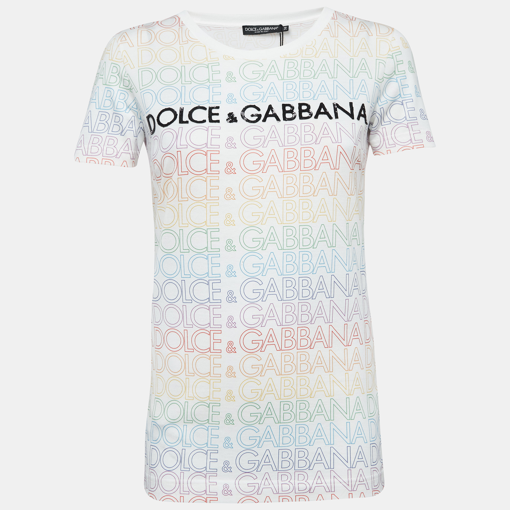 

Dolce & Gabbana Multicolor Logo Print Cotton T-Shirt S