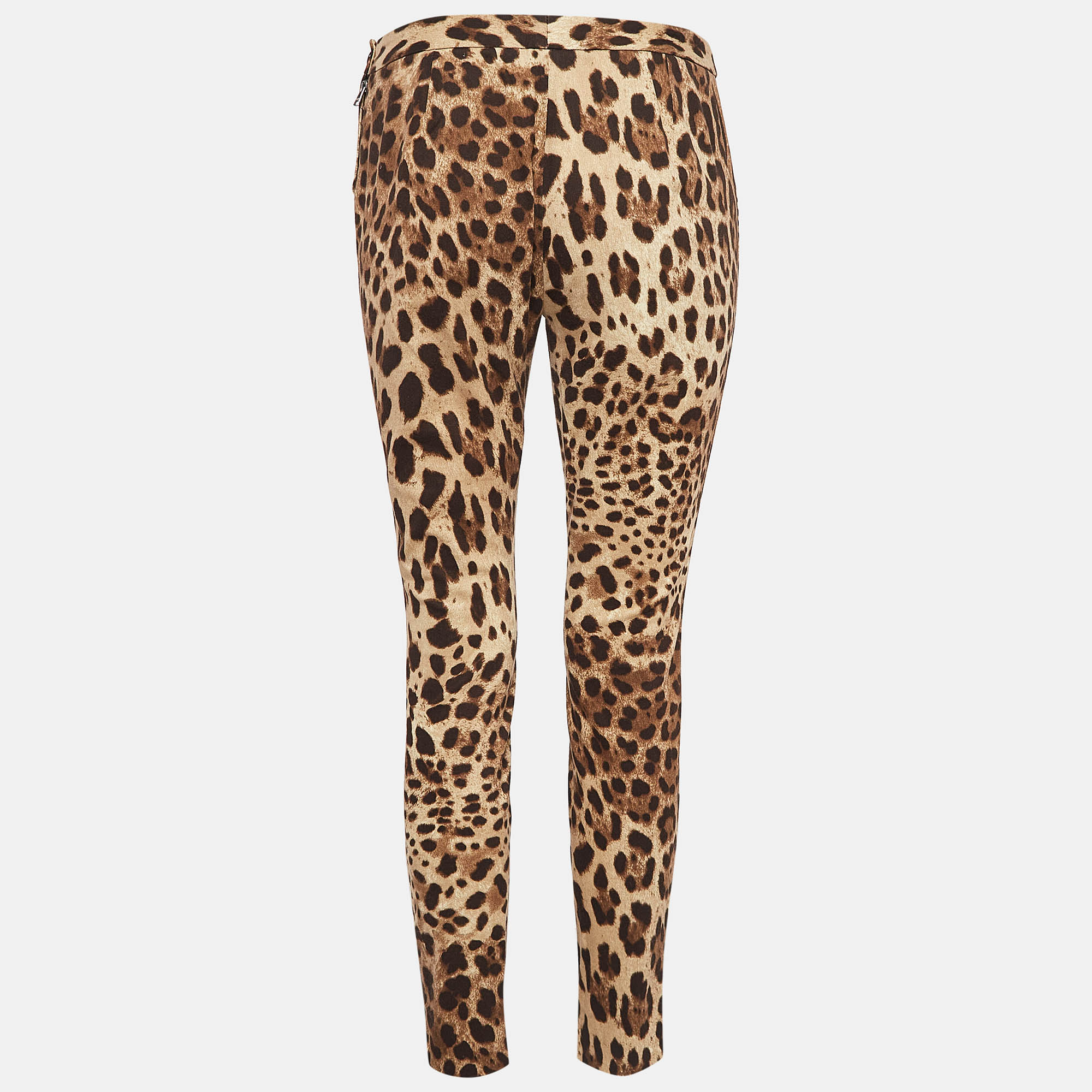 

Dolce & Gabbana Brown Leopard Print Stretch Cotton Trousers S