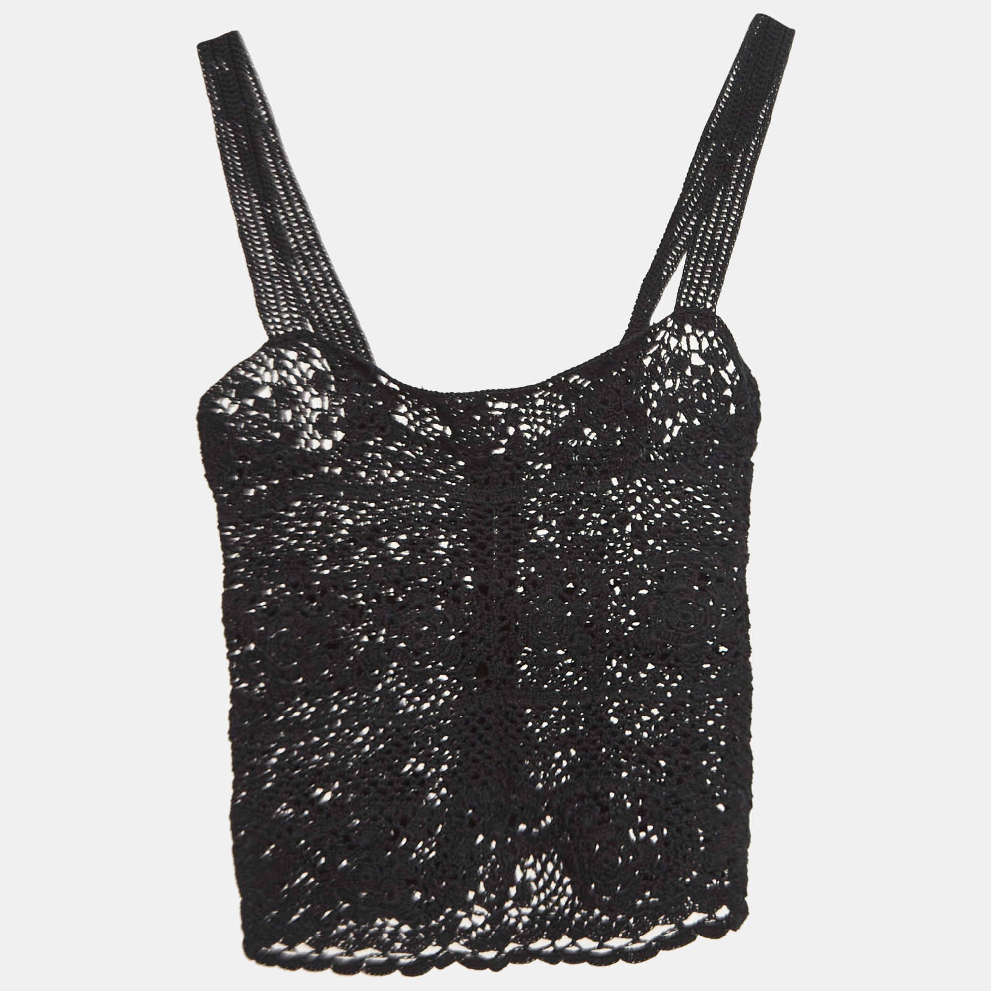 

Dolce & Gabbana Black Crochet Knit Sheer Cami Top S