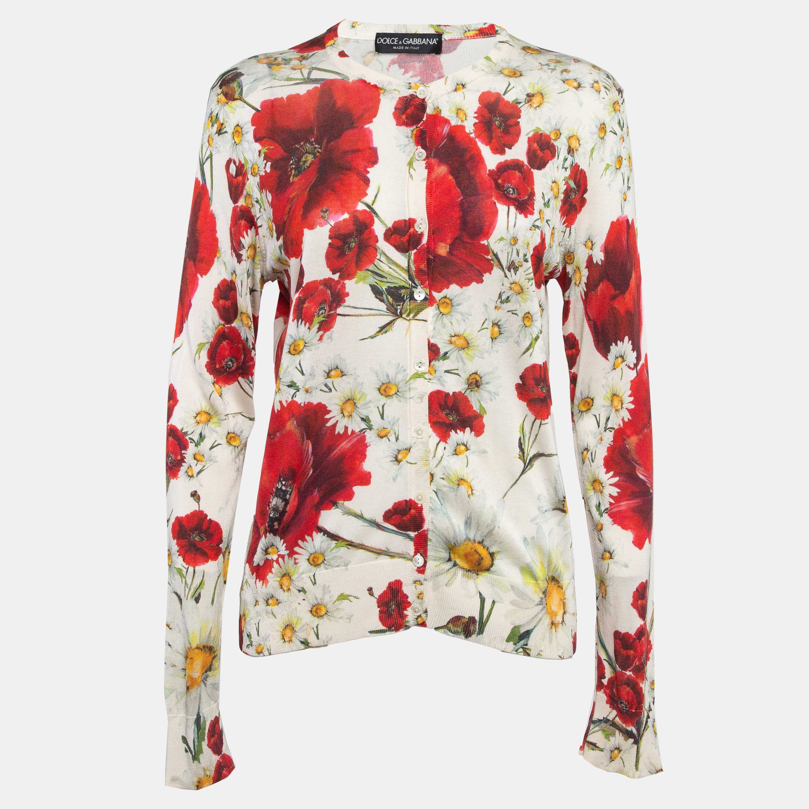 

Dolce & Gabbana Multicolor Floral Print Silk Knit Button Front Cardigan L