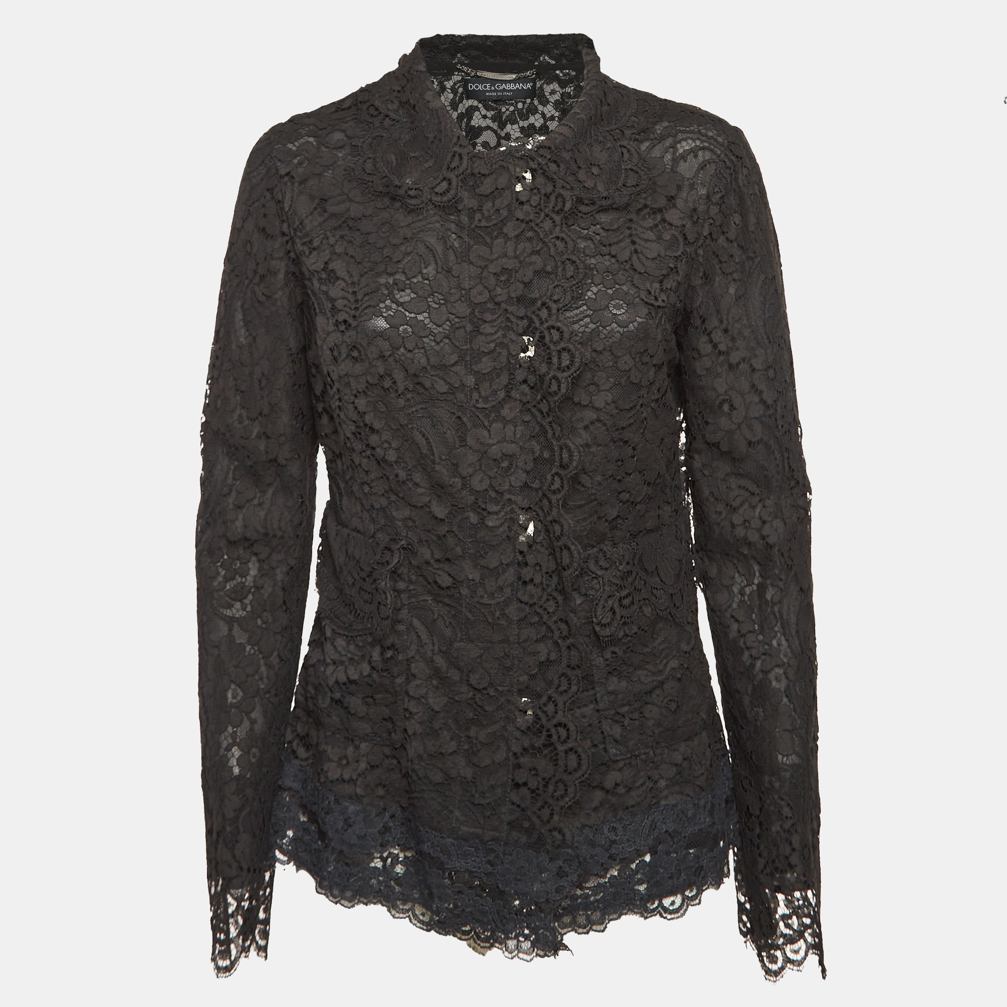 

Dolce & Gabbana Black Floral Lace Button Front Jacket M