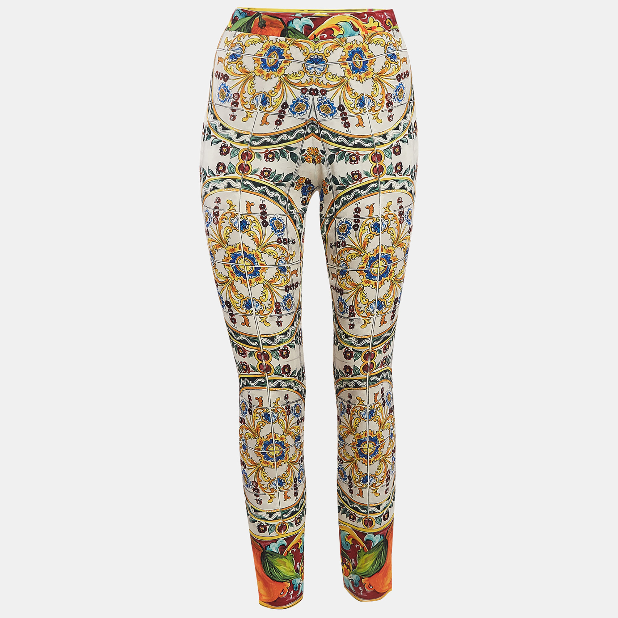 

Dolce & Gabbana Multicolor Printed Silk Pants M