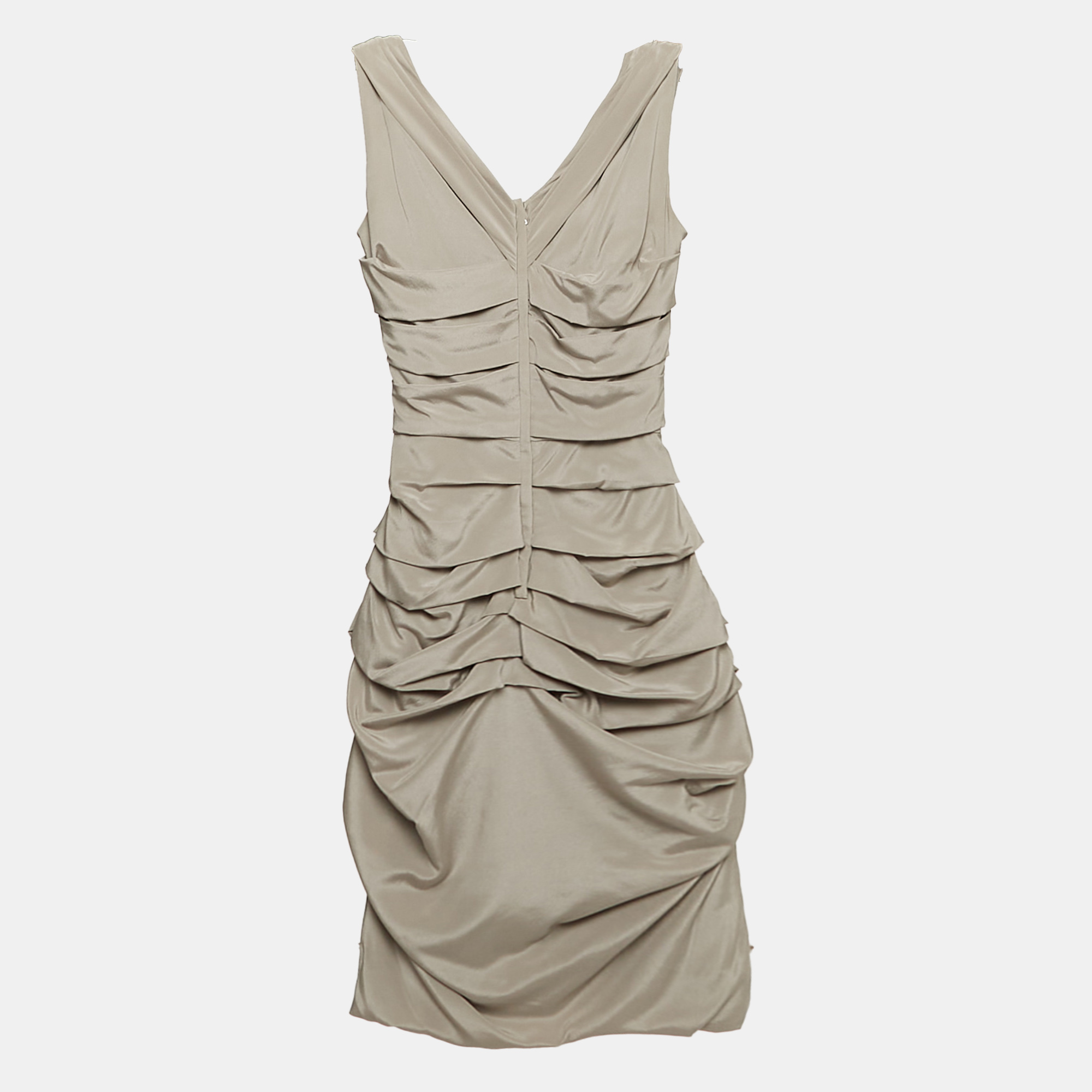 

Dolce & Gabbana Grey Silk Ruched Mini Dress S