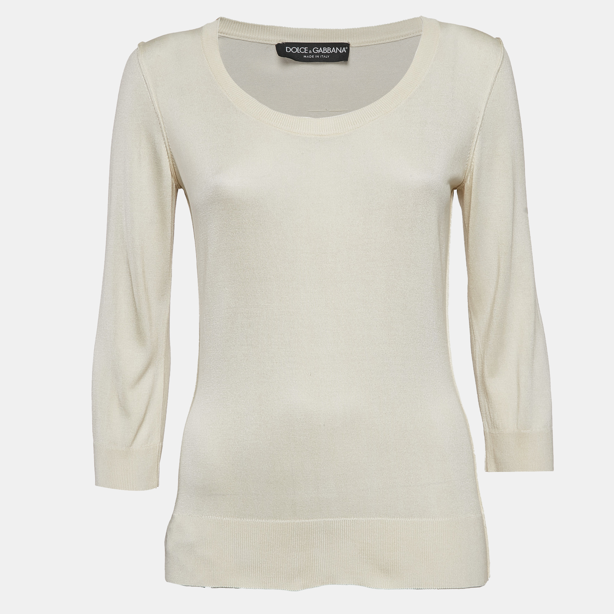 

Dolce & Gabbana Light Beige Jersey Full Sleeve Round Neck Jumper S