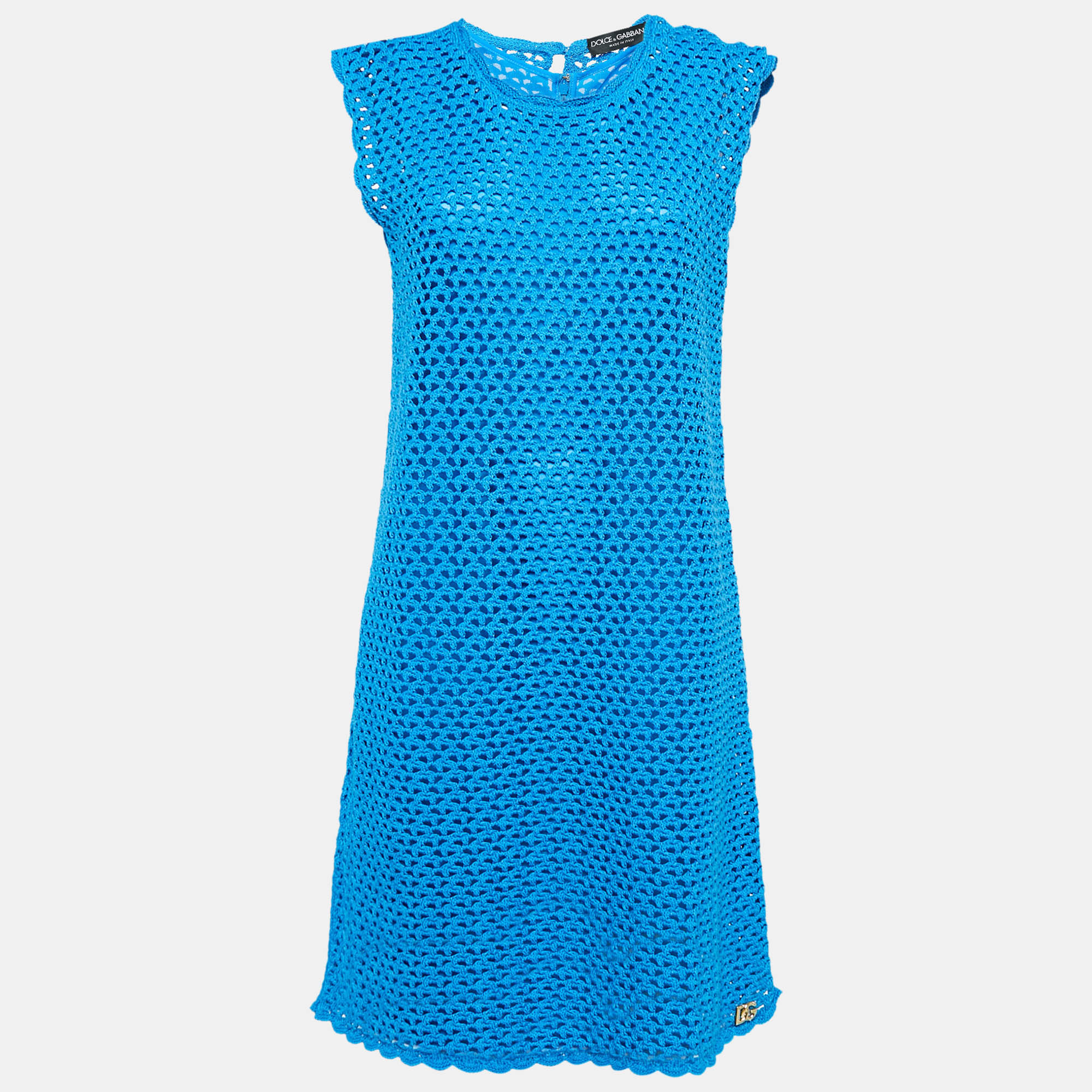 

Dolce & Gabbana Blue Crotch Patterned Cotton Knit Midi Dress L