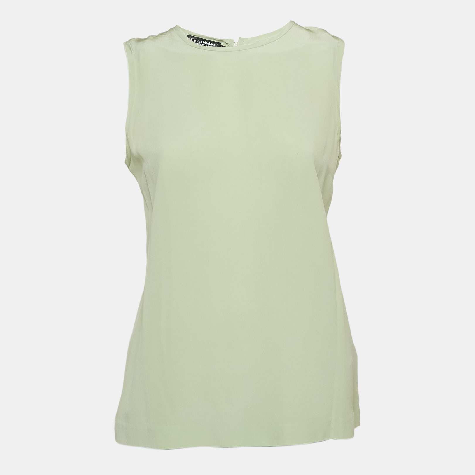 

Dolce & Gabbana Green Silk Sleeveless Top S