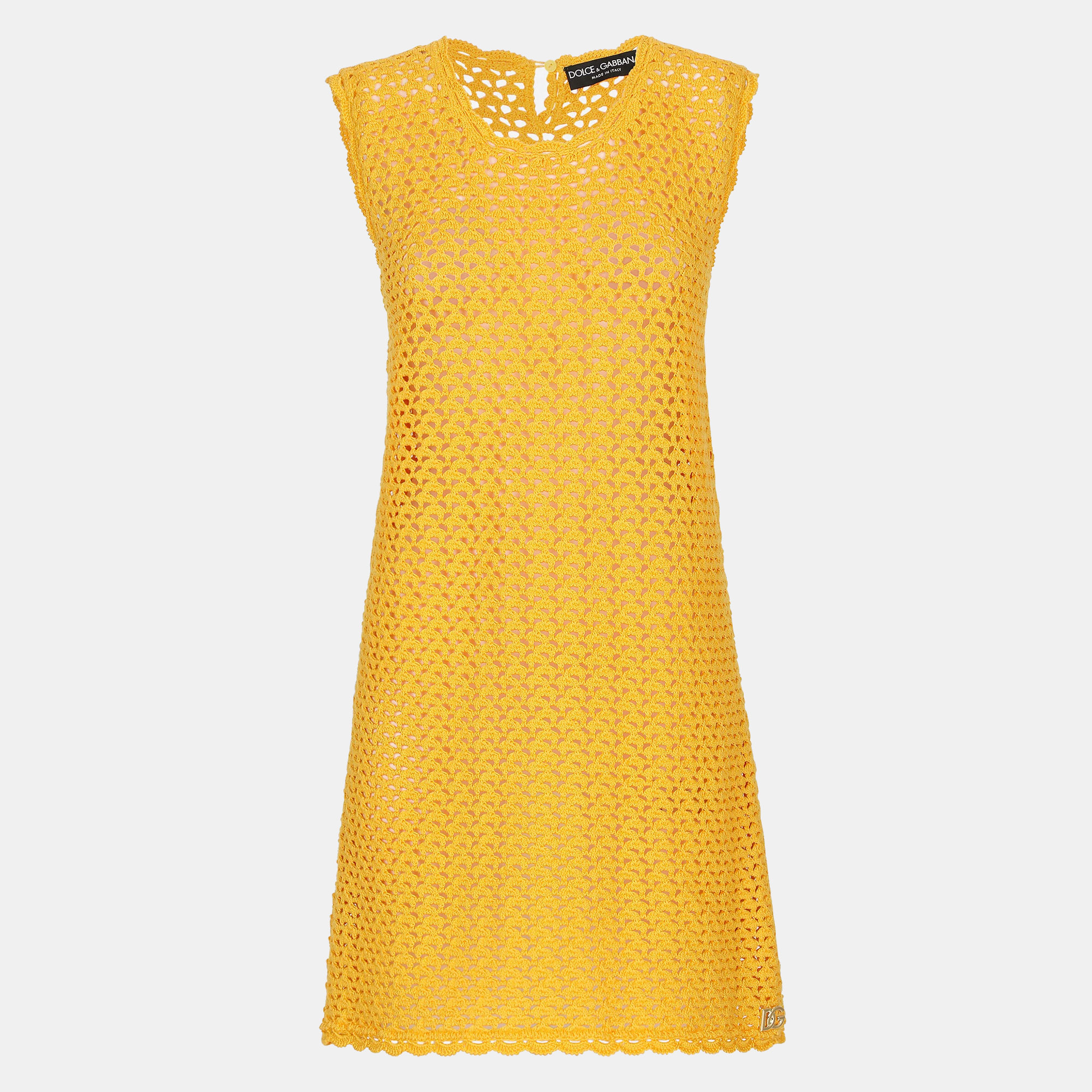 

Dolce & Gabbana Yellow Crochet Sleeveless Mini Dress L