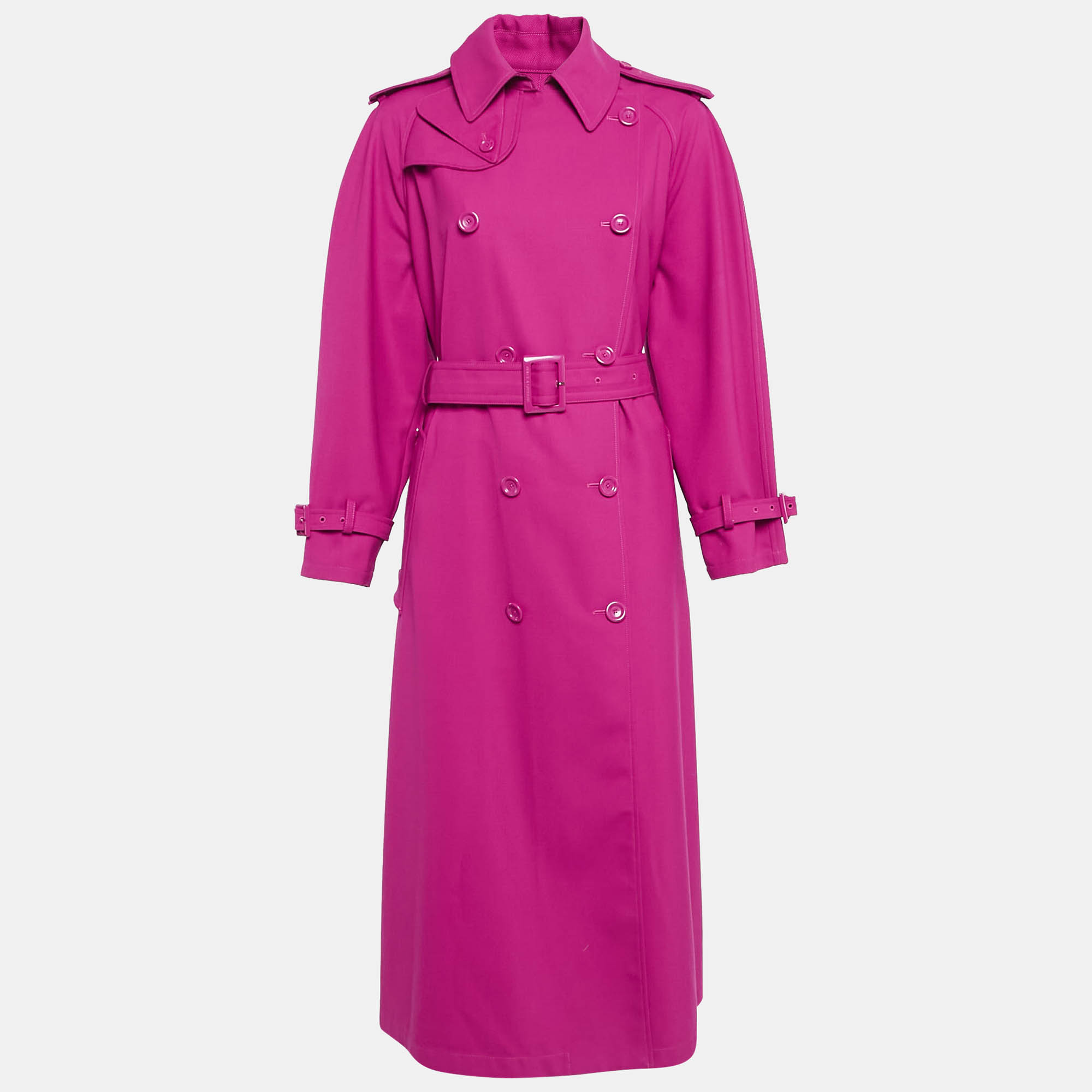 

Dolce & Gabbana Dark Pink Wool Blend Double Breasted Trench Coat XS