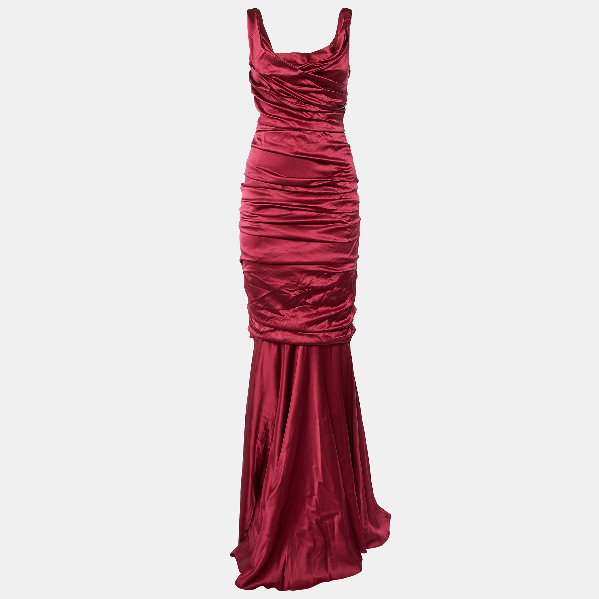 

Dolce & Gabbana Burgundy Silk Ruched Special Edition Gown M