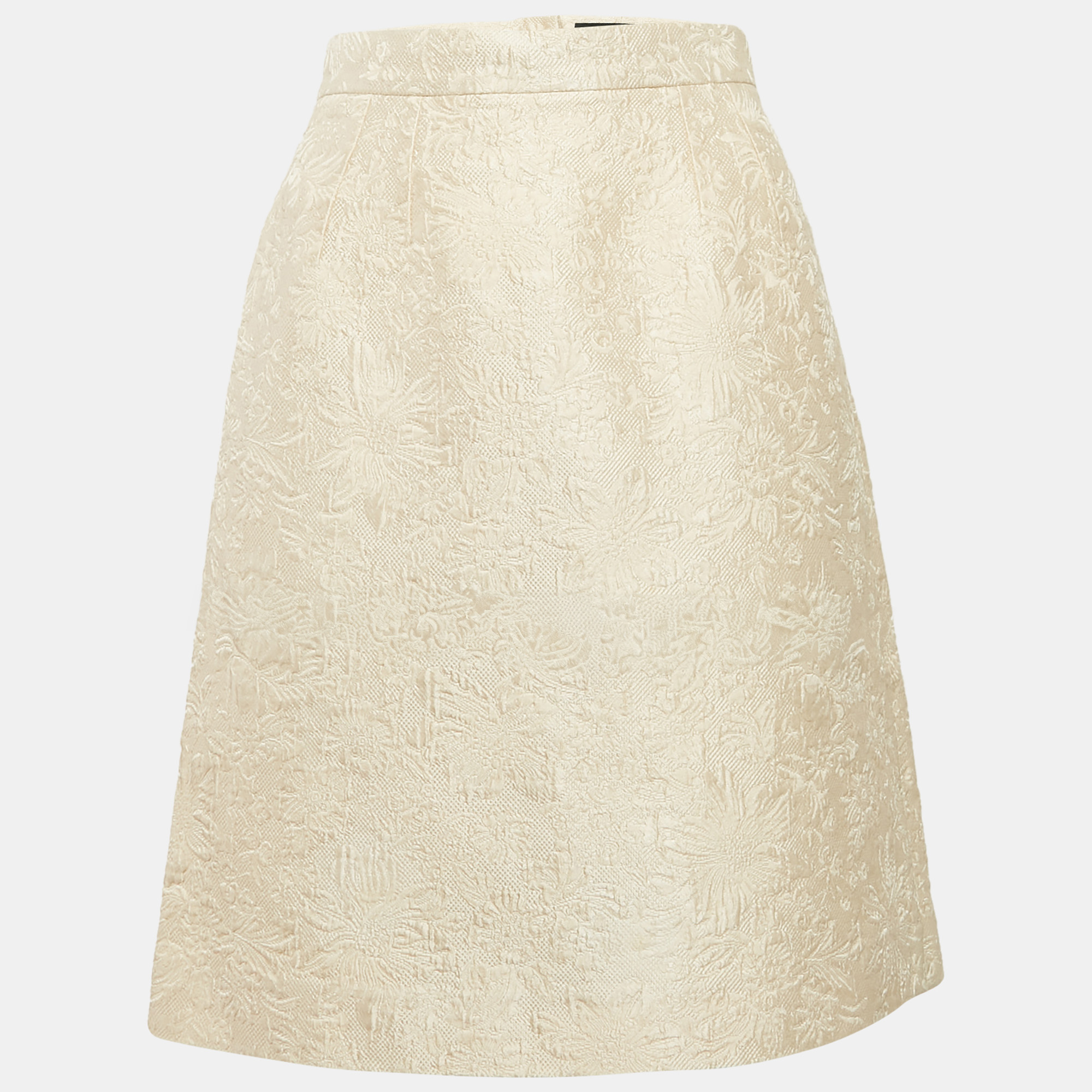 

Dolce & Gabbana Cream Floral Jacquard Pencil Skirt S