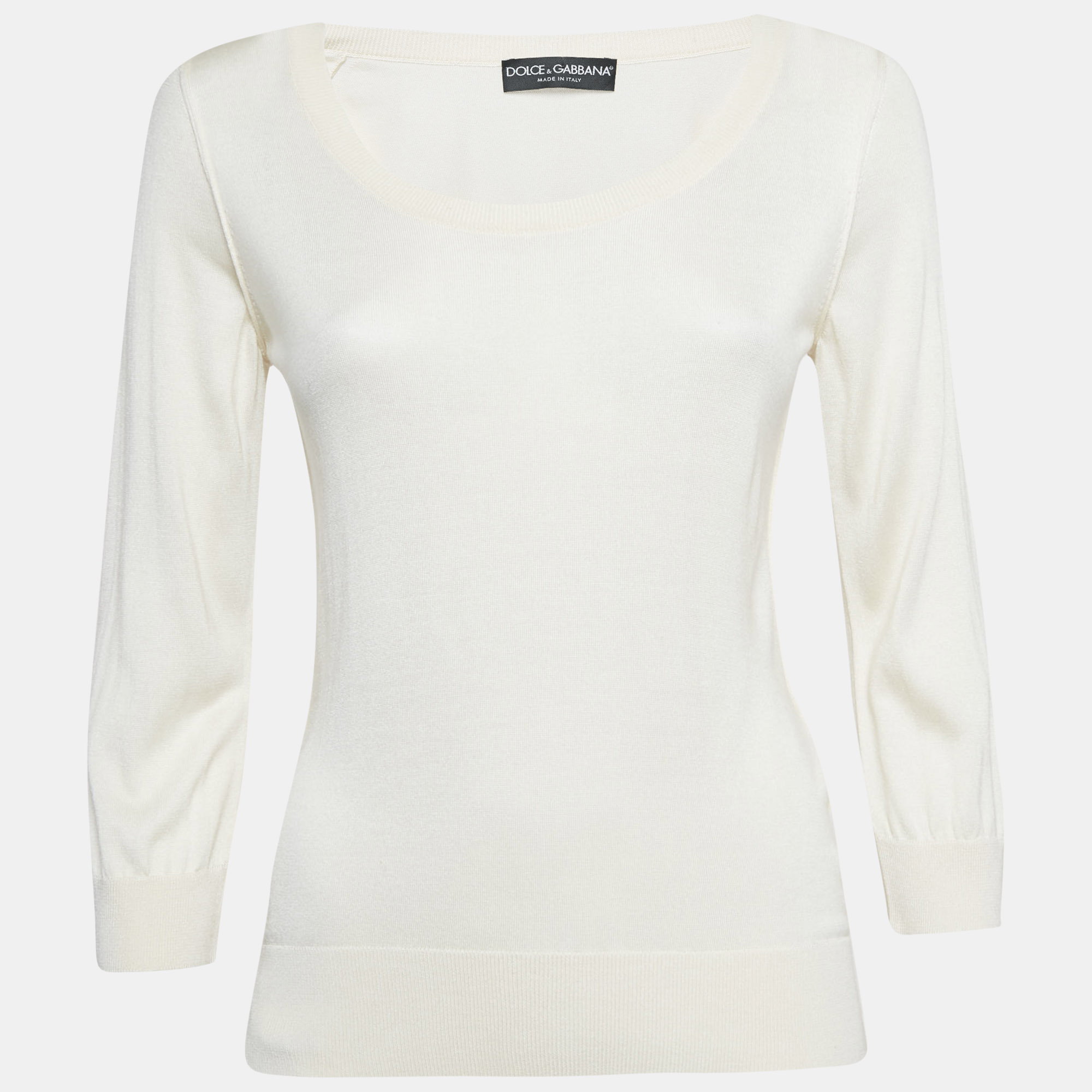 

Dolce & Gabbana Cream Silk Knit Round Neck Sweatshirt S