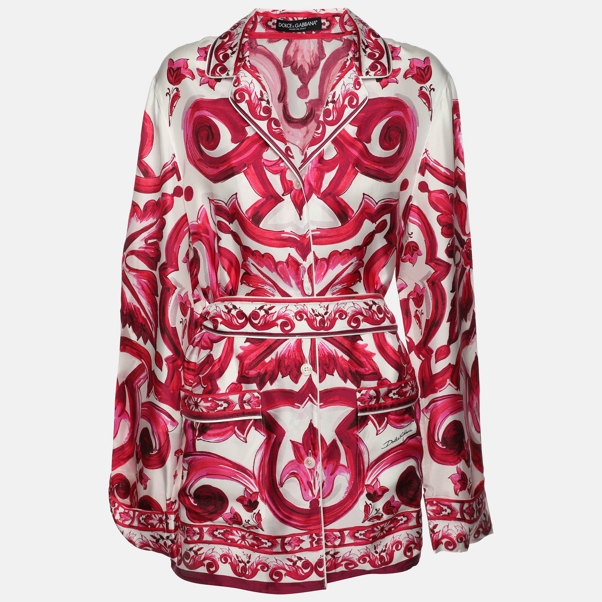 

Dolce & Gabbana Multicolor Majolica Print Silk Top M