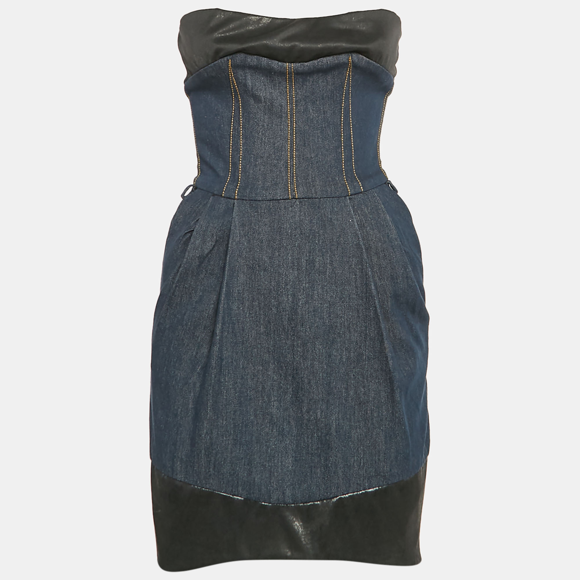 

Dolce & Gabbana Blue Denim Strapless Mini Dress S