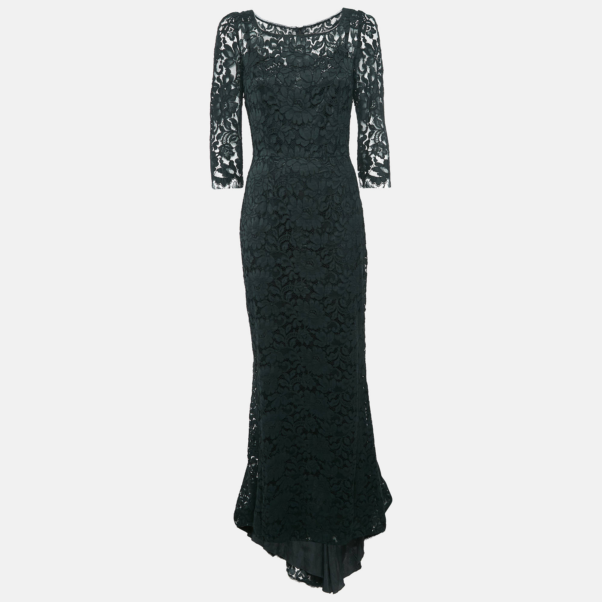 

Dolce & Gabbana Black Floral Lace Full Sleeve Maxi Dress M