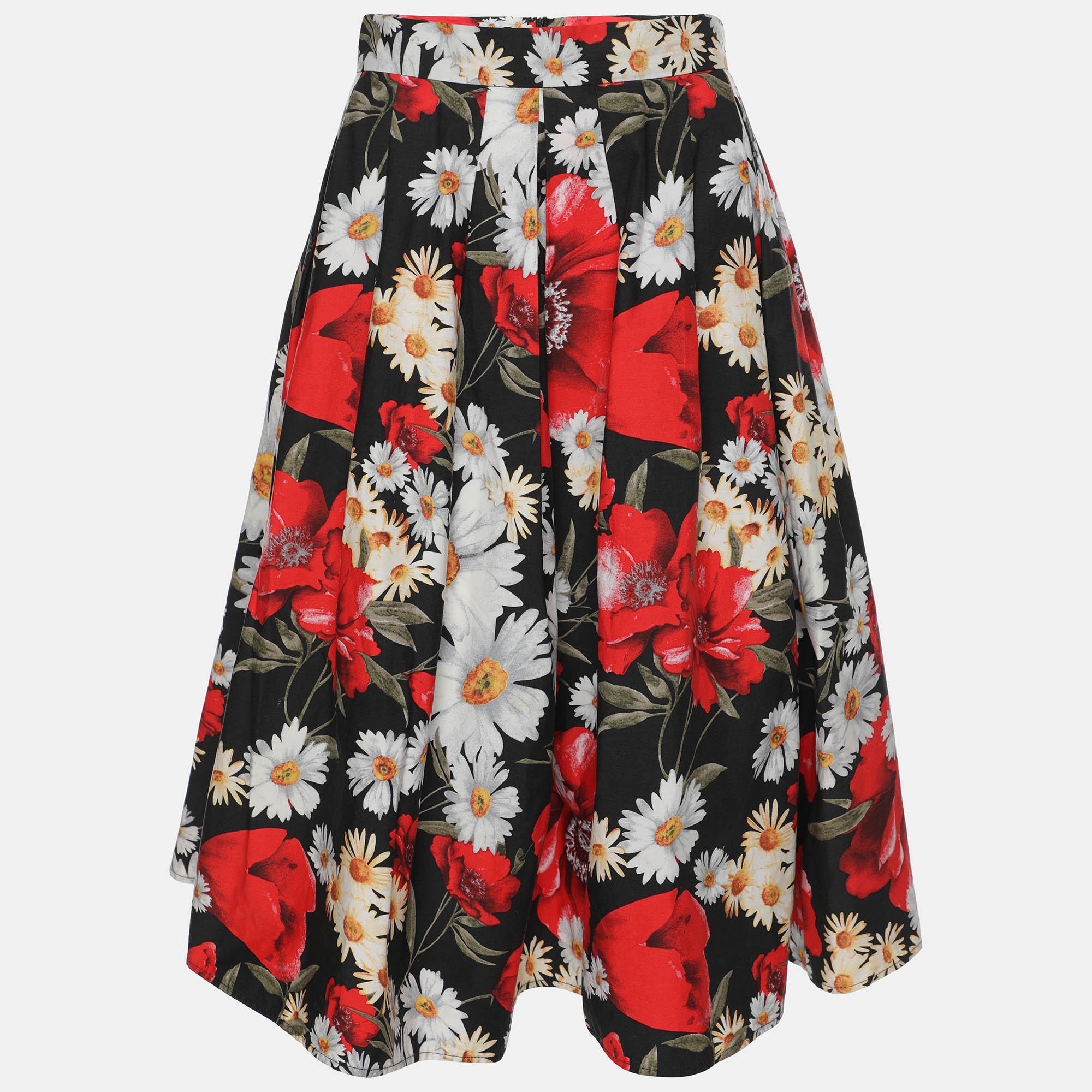 

Dolce & Gabbana Multicolor Floral Print Silk Midi Skirt M