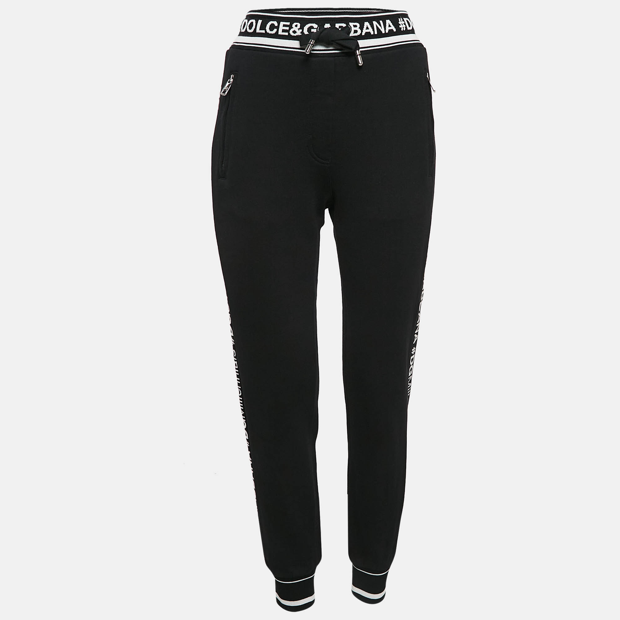 

Dolce & Gabbana Black Logo Band Jersey Drawstring Sweatpants XS