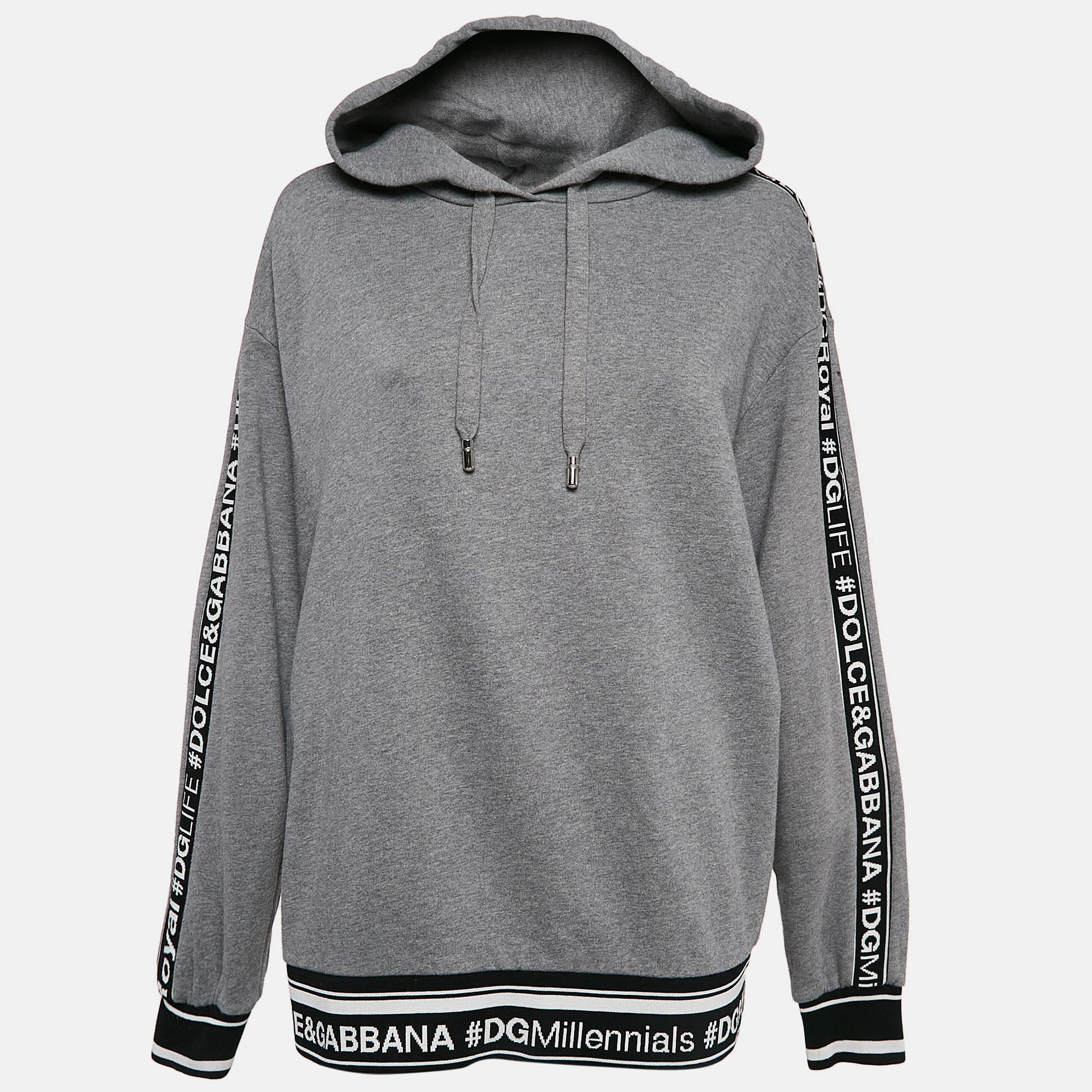 

Dolce & Gabbana Grey Logo Band Jersey Hooded Sweatshirt S