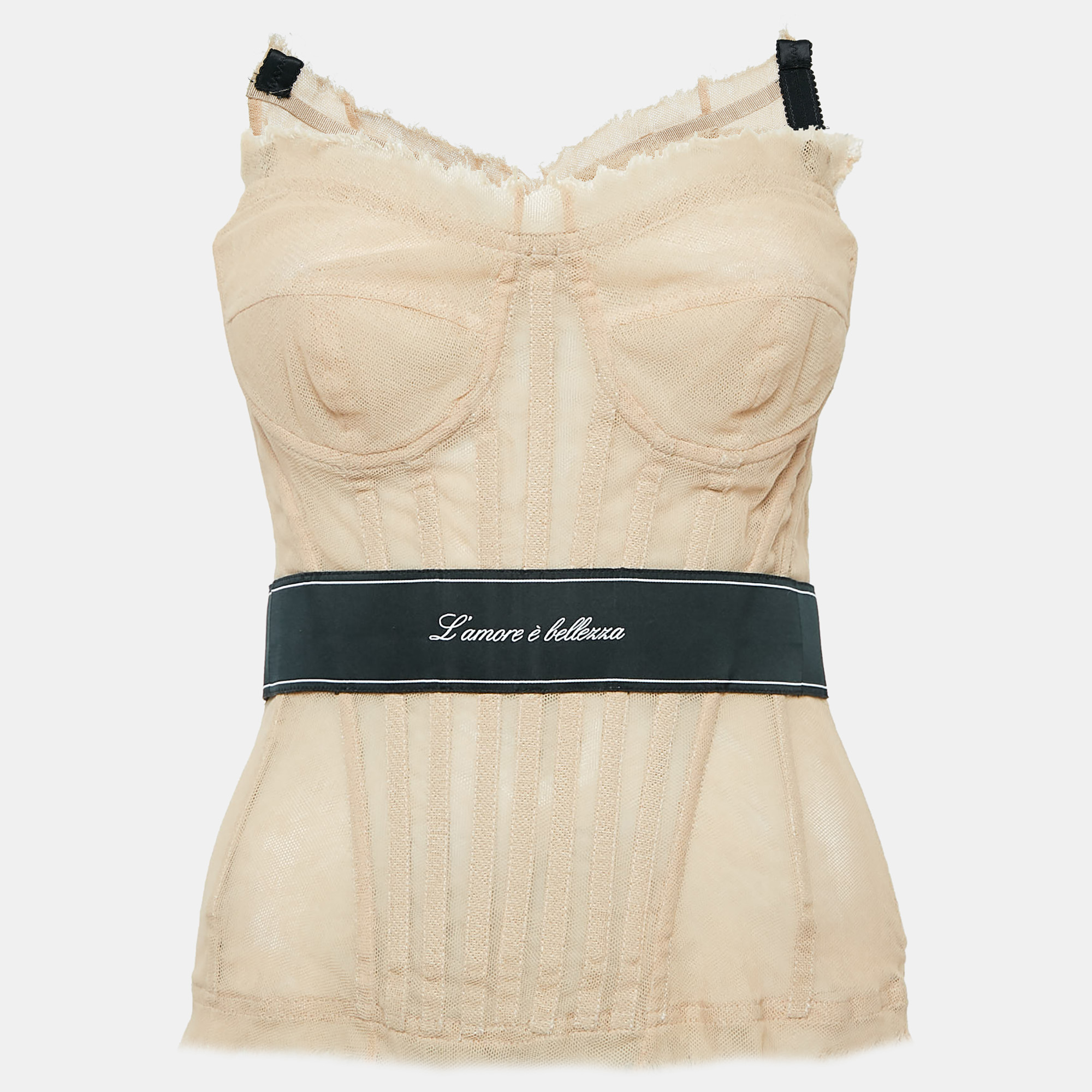 

Dolce & Gabbana Nude Tulle Corset Top M, Beige