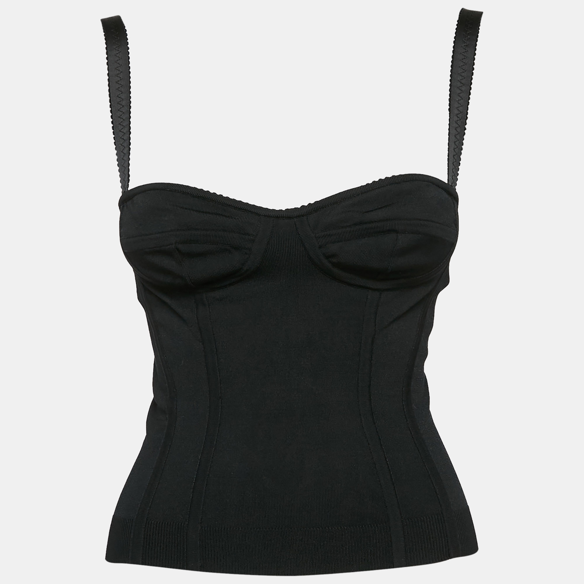 

Dolce & Gabbana Black Stretch Knit Corset Top S