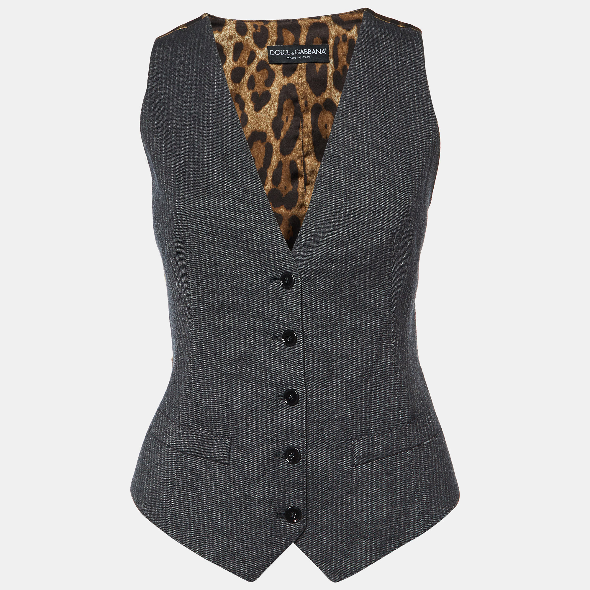 

Dolce & Gabbana Dark Grey Stripe Wool Blend Vest S